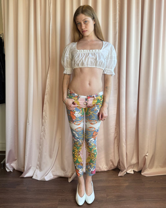 Love Moschino Goose Print Low Rise Skinny Pants