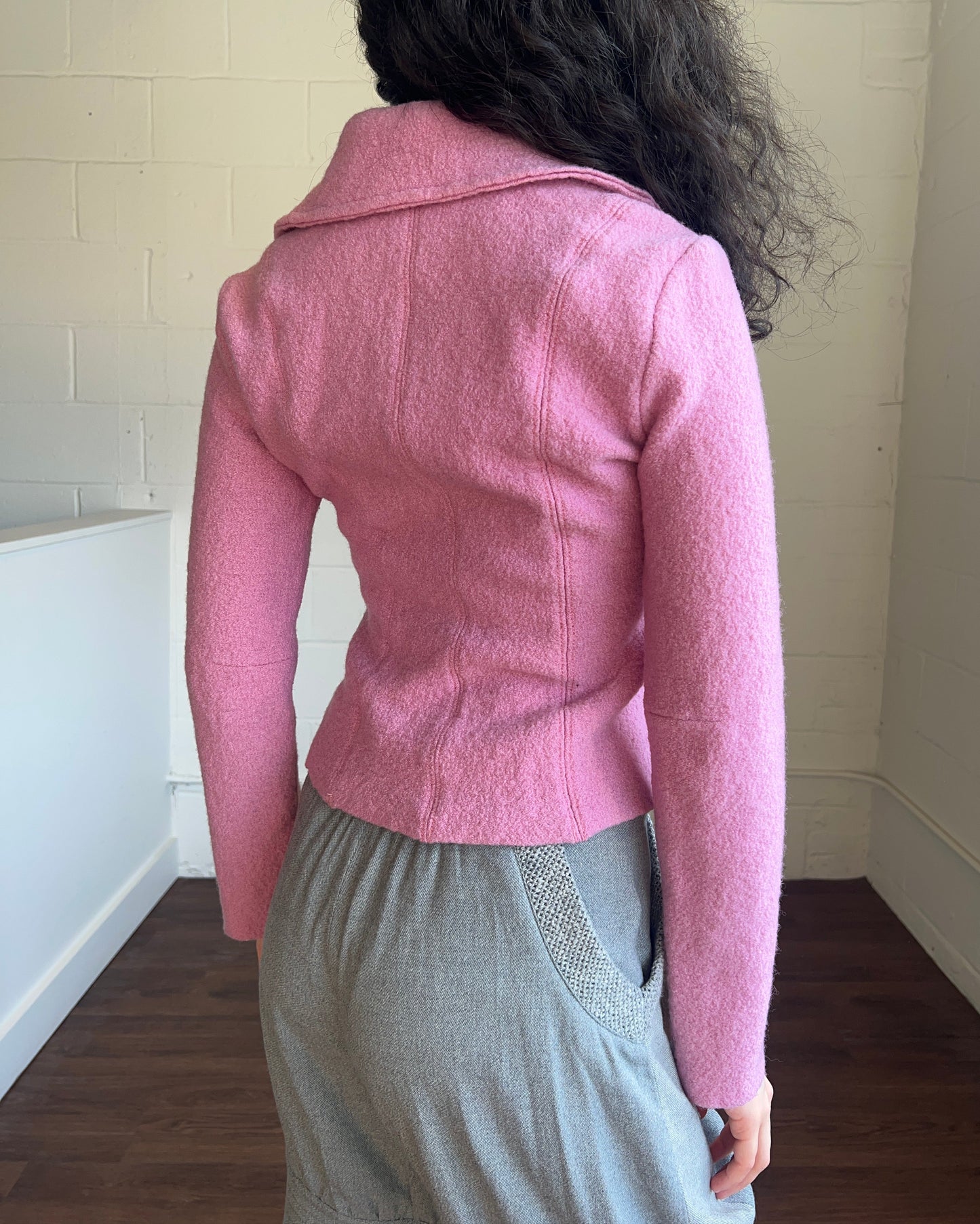 Pink Wool Blazer Jacket