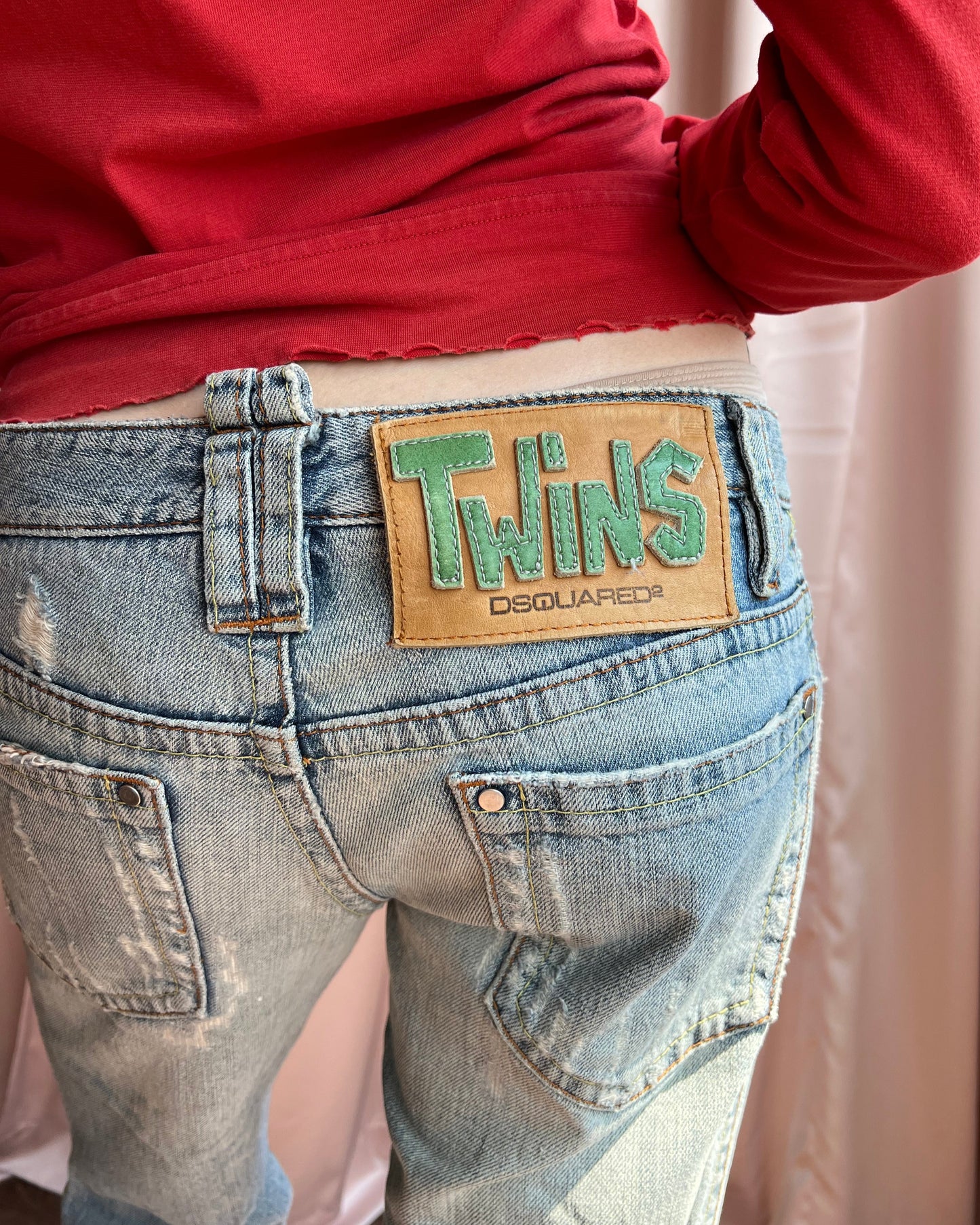 Dsquared² F/W 2004 Low Rise Light Wash Distressed Denim