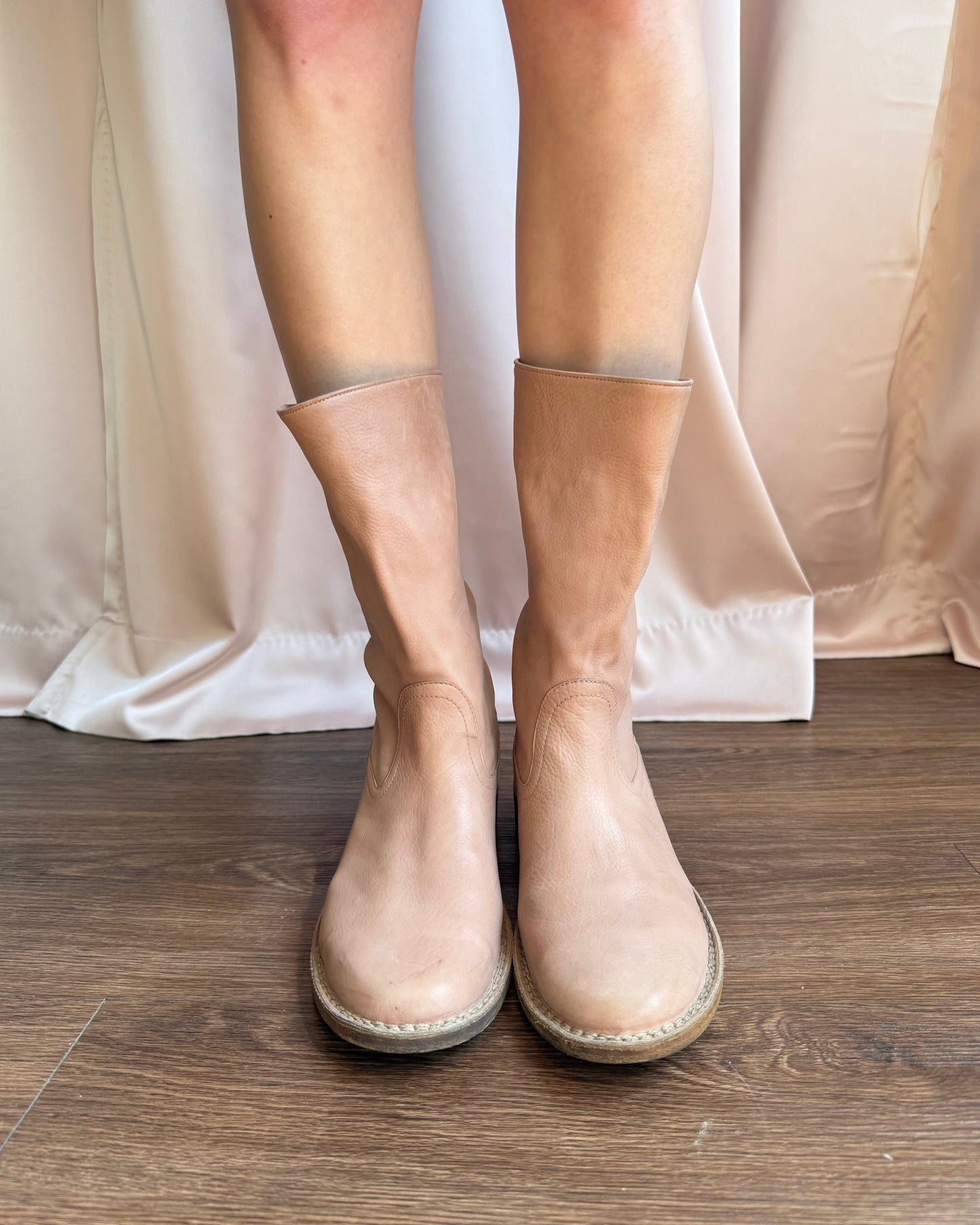 Costume National Salmon Tone Leather Boots