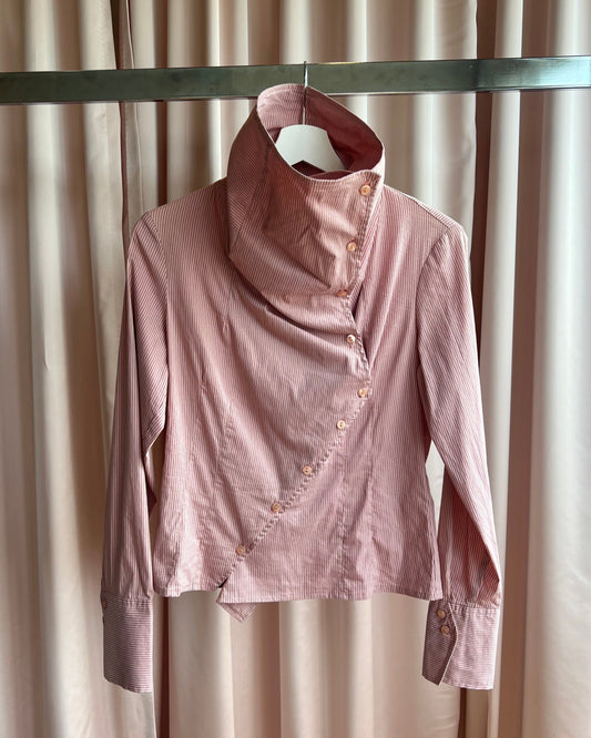 Italian Brand Pink Pinstripe Modular Blouse