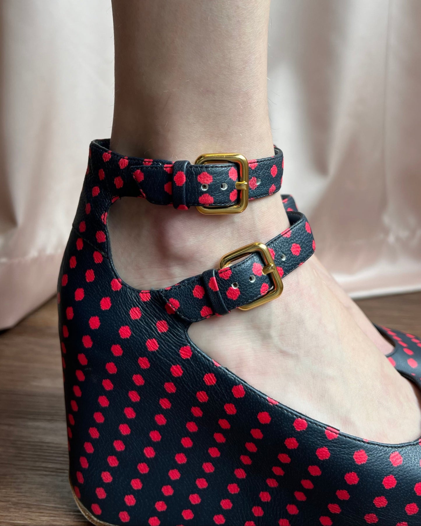 Marc by Marc Jacobs Polka Dot Leather Platform Buckle Sandals