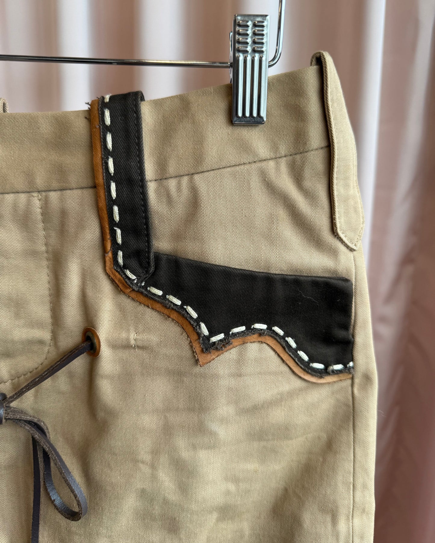 Dsquared² S/S 2006 Leather Lace Khaki Mini Skirt