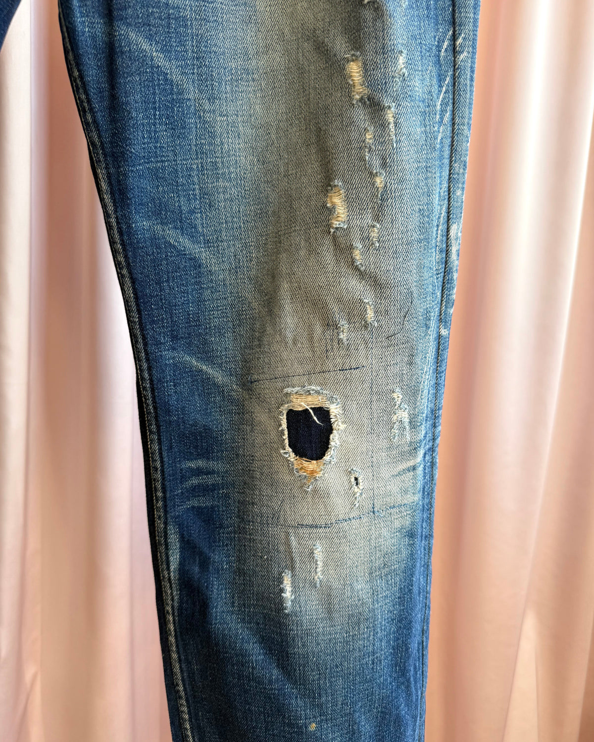 Diesel "Larkee" Faded Distressed Straight Leg Denim