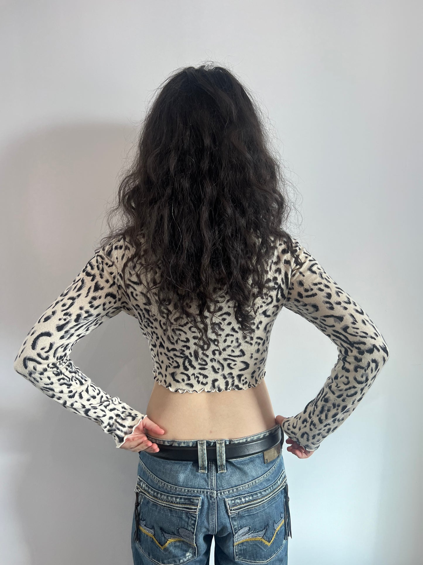 Leopard Print Knit Two Piece Top Set
