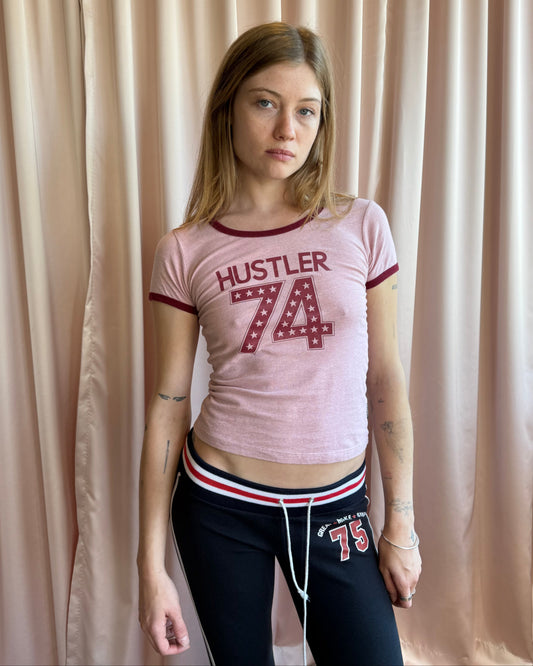 Hustler 2000's "74" Graphic Ringer T-Shirt
