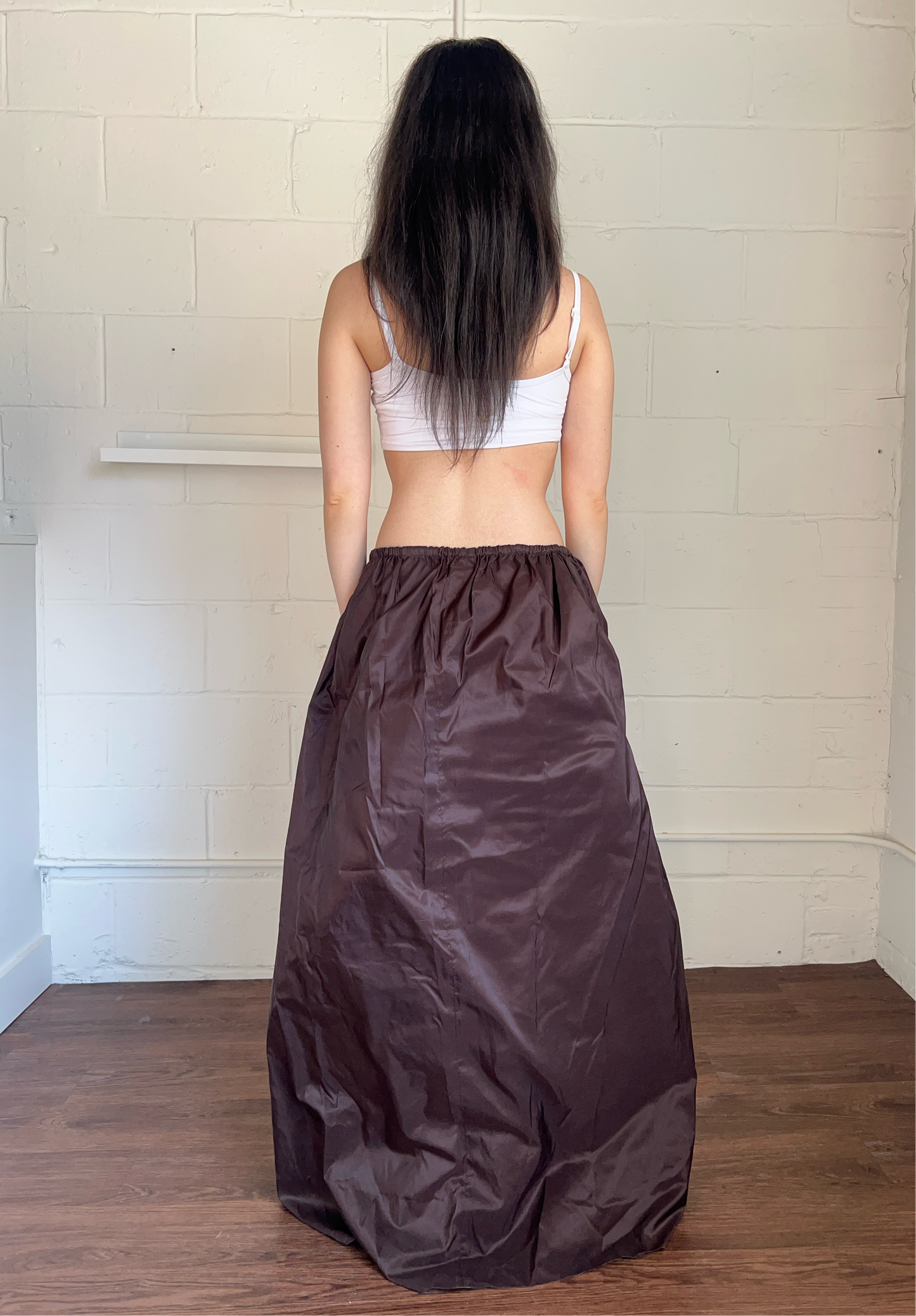 Chocolate Brown Silk Full Length Skirt