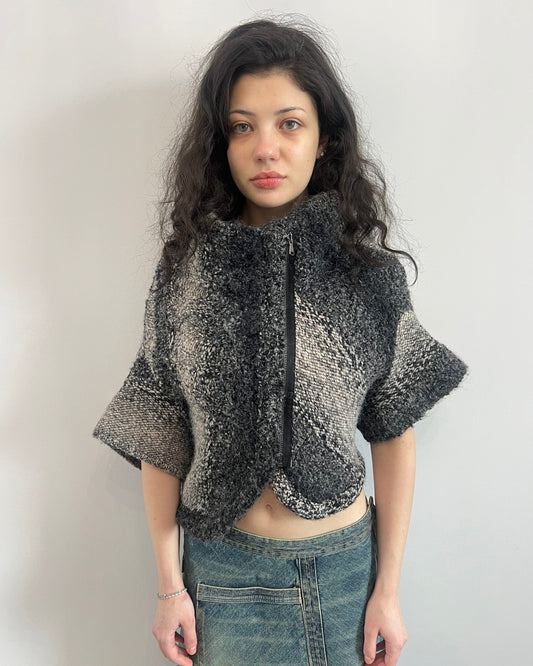 Patrizia Pepe Asymmetrical Knit Zip Up Top