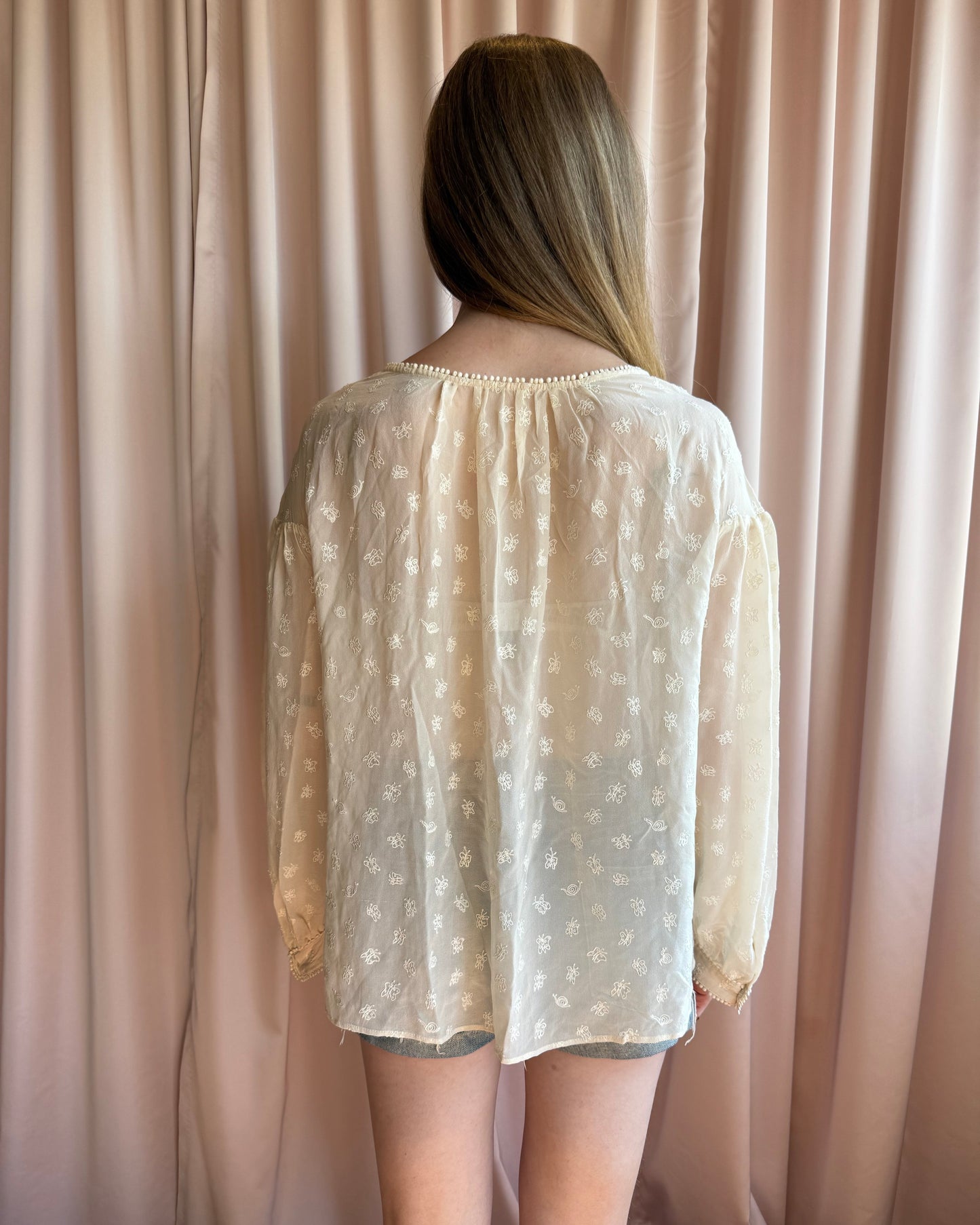 Tsumori Chisato Butterfly Embroidered Mohair Embellished Blouse
