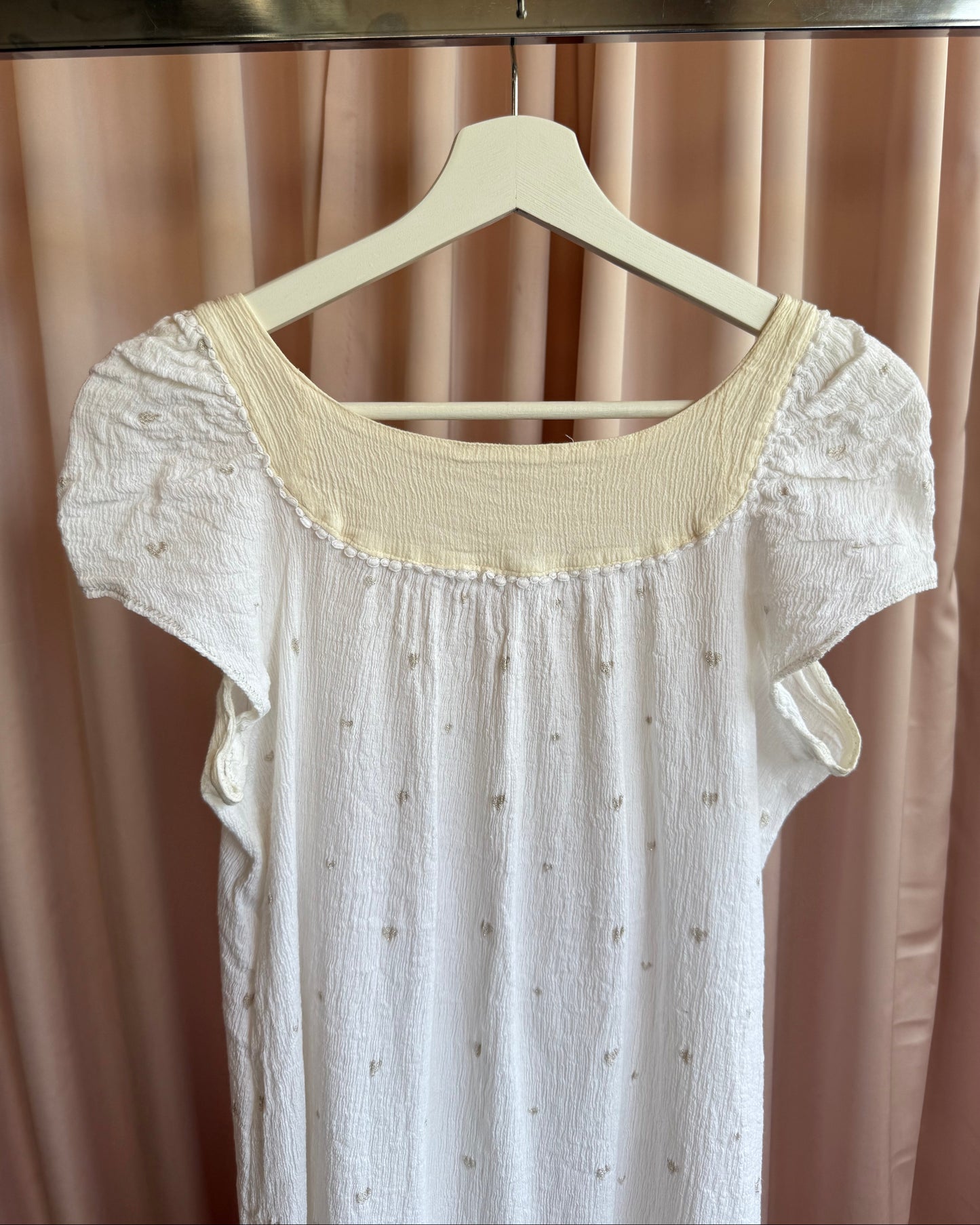 Tsumori Chisato White Button Front Short Sleeve Cotton Tent Dress