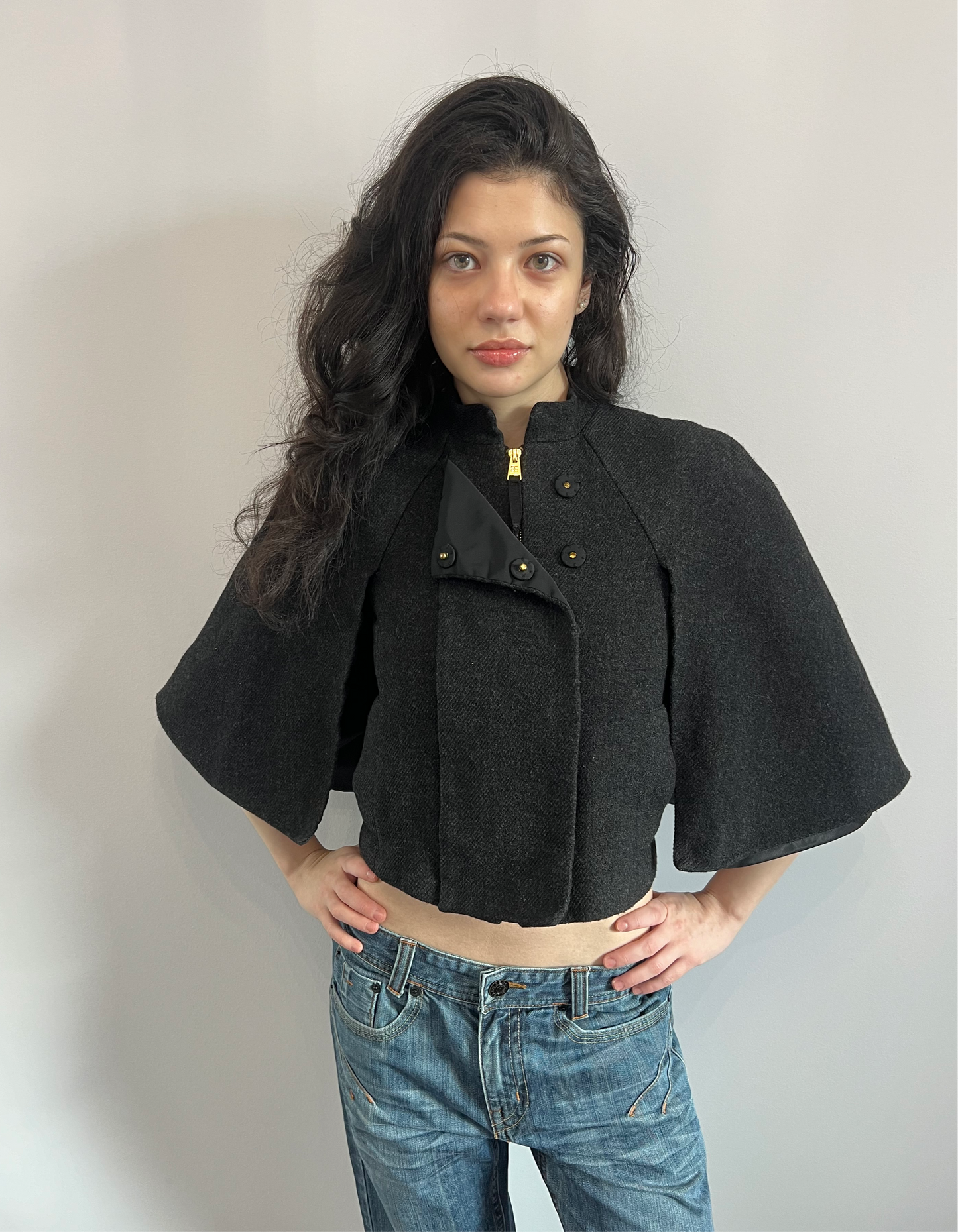 Grey Wool Cape Jacket