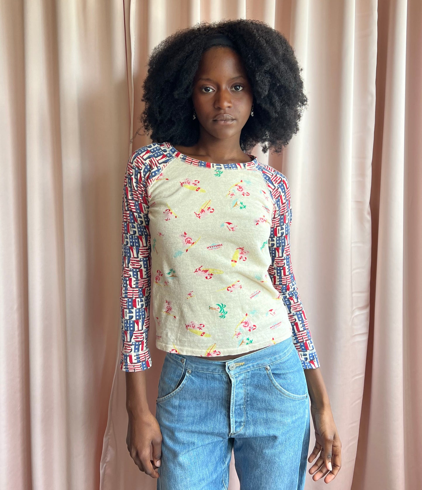 Hysteric Glamour Printed Long Sleeve Raglan Top