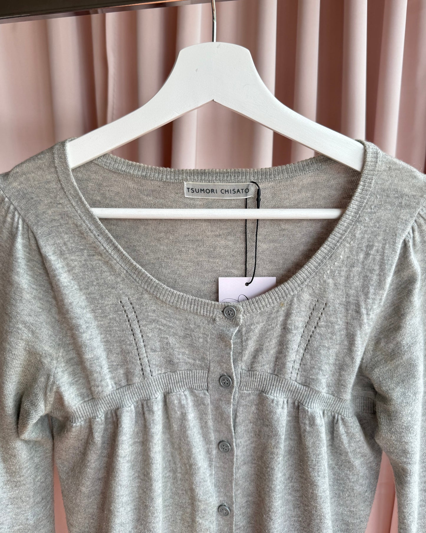 Tsumori Chisato Grey Knit Babydoll Long Sleeve Top