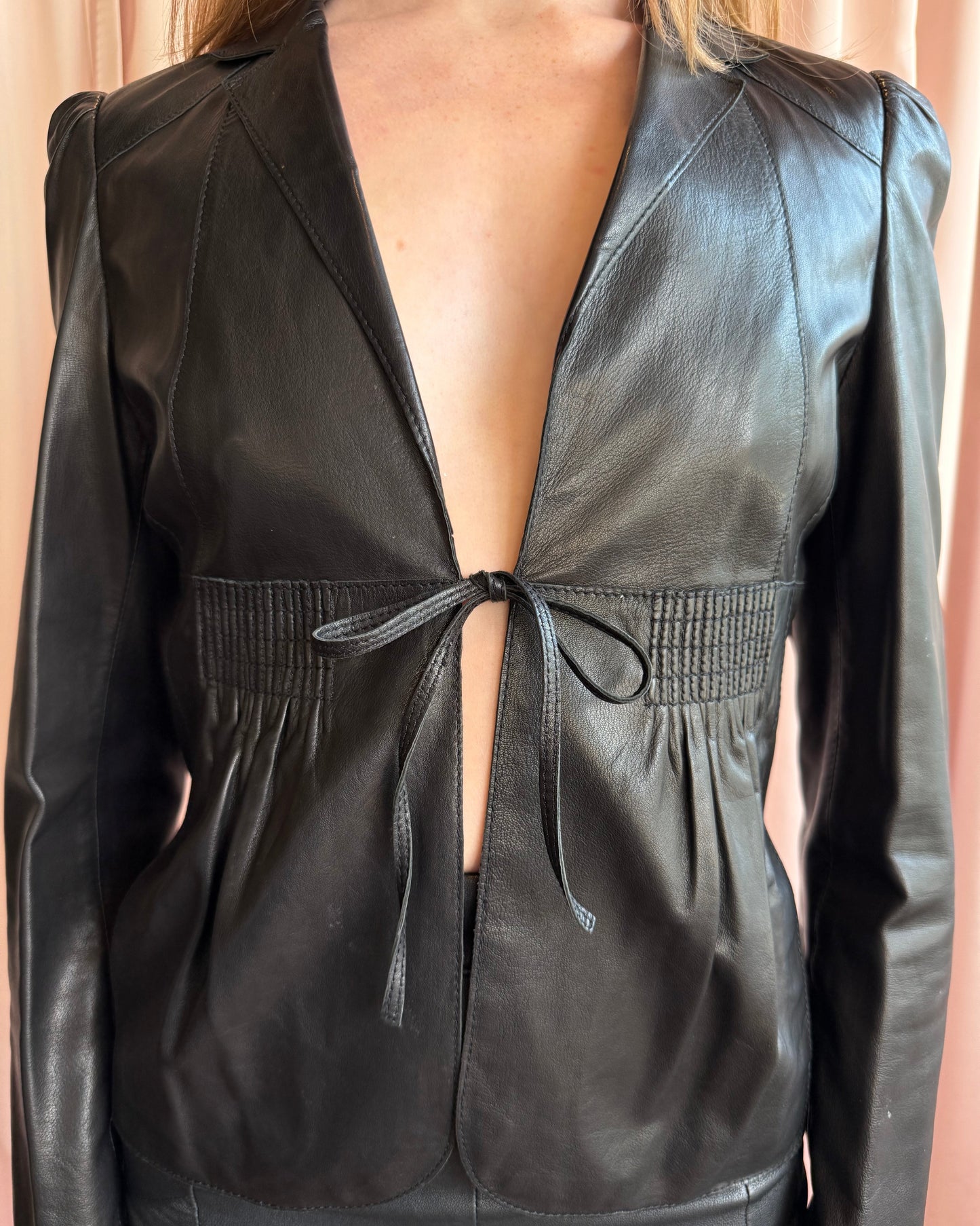Valentino F/W 2008 by Alessandra Facchinetti Lamb Leather Tie Up Blazer Jacket