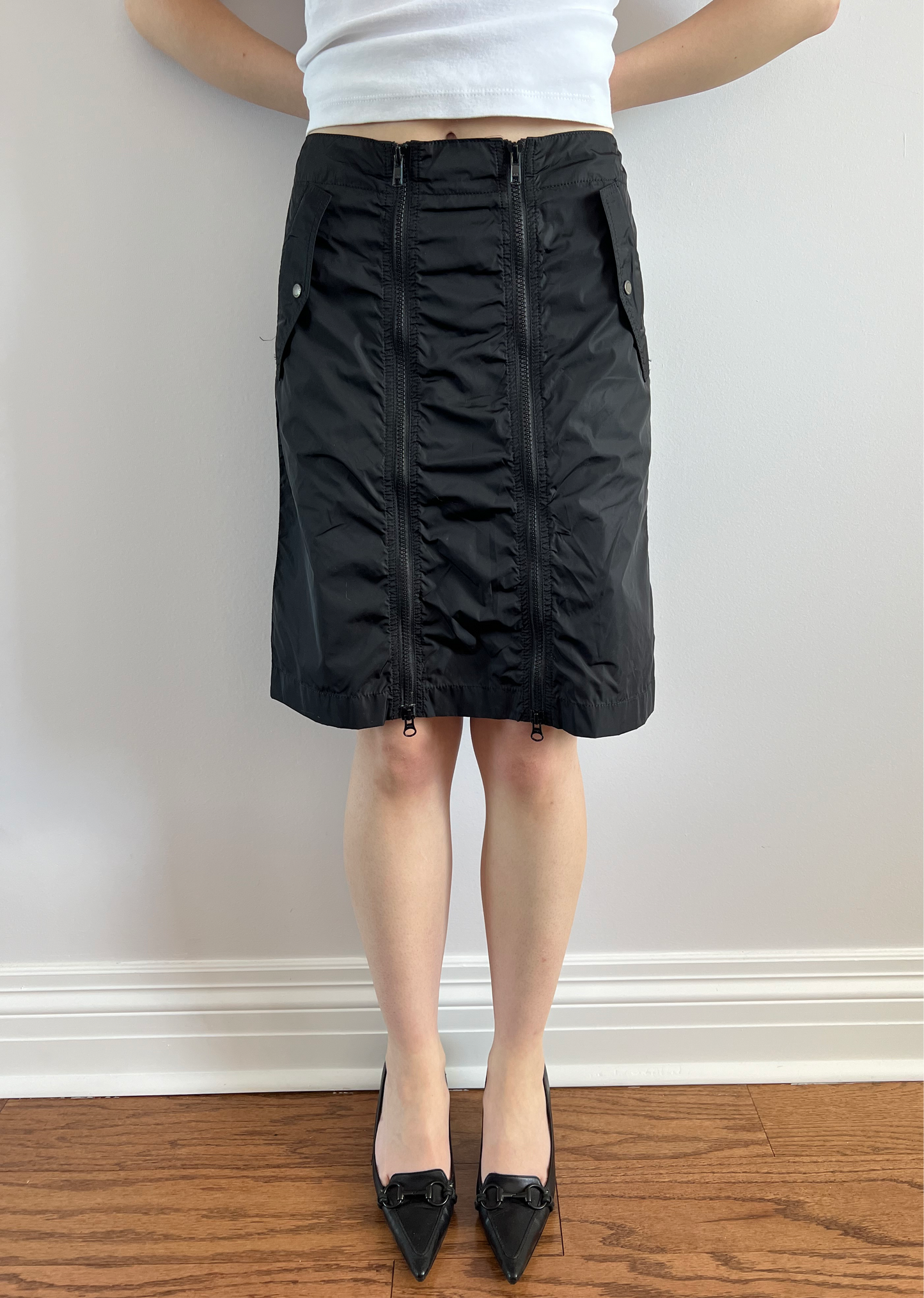 Burberry London Black Tech Knee Length Skirt