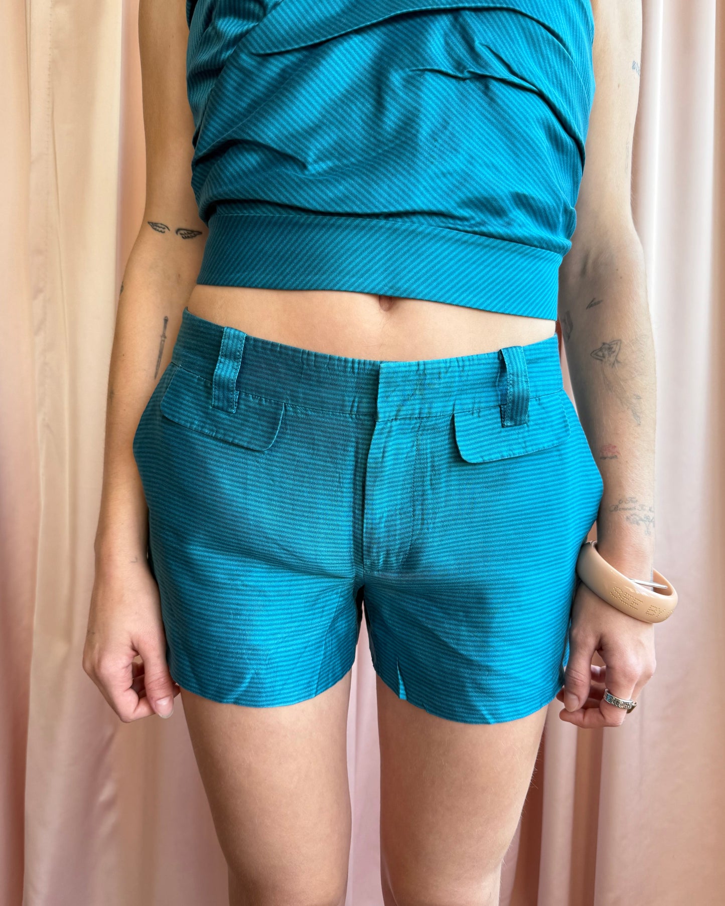 Marc by Marc Jacobs S/S 2010 Silk Pinstriped Teal Shorts