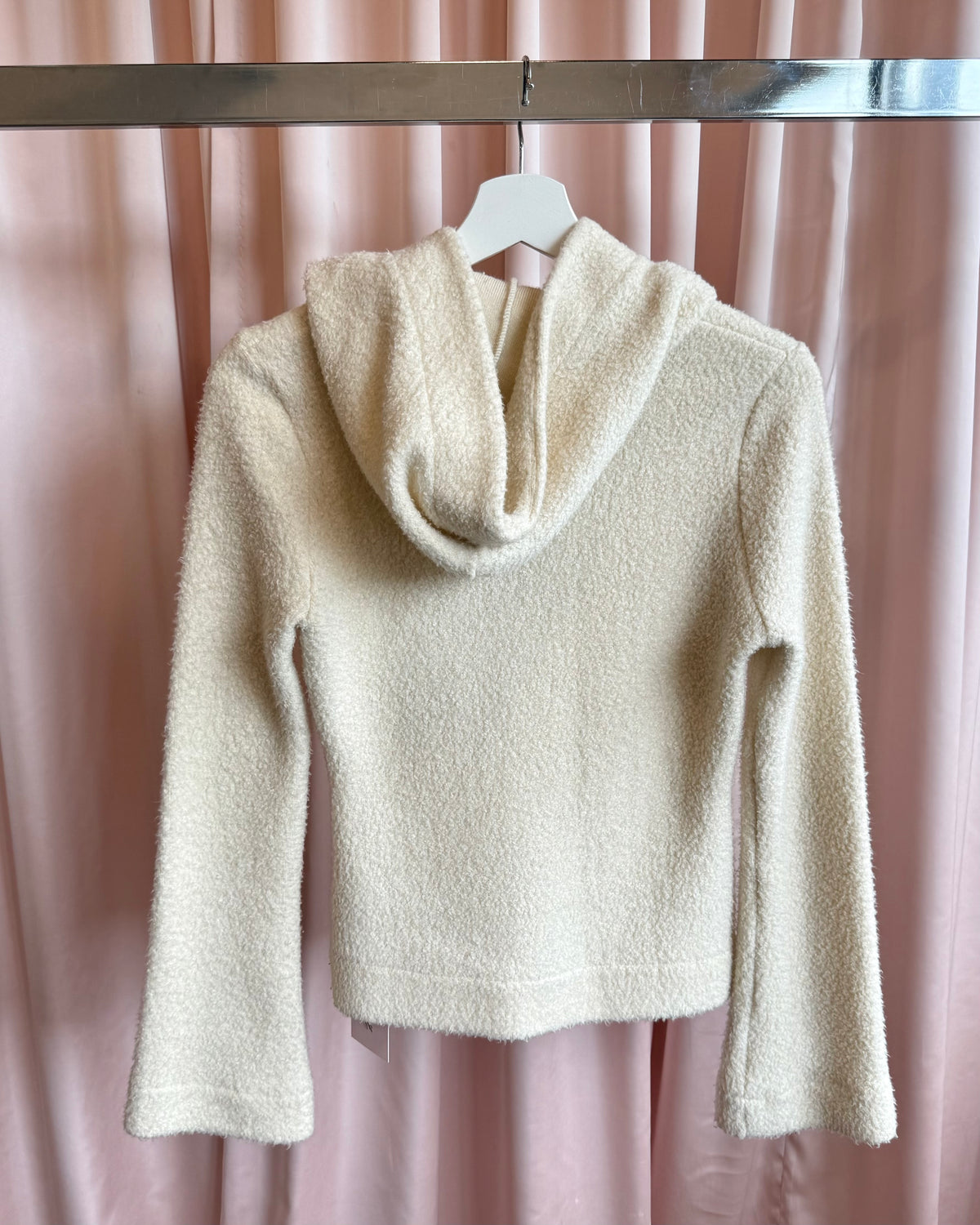 Isabel Marant 1990's Cream Fleece Bell Sleeve Zip Up Hoodie