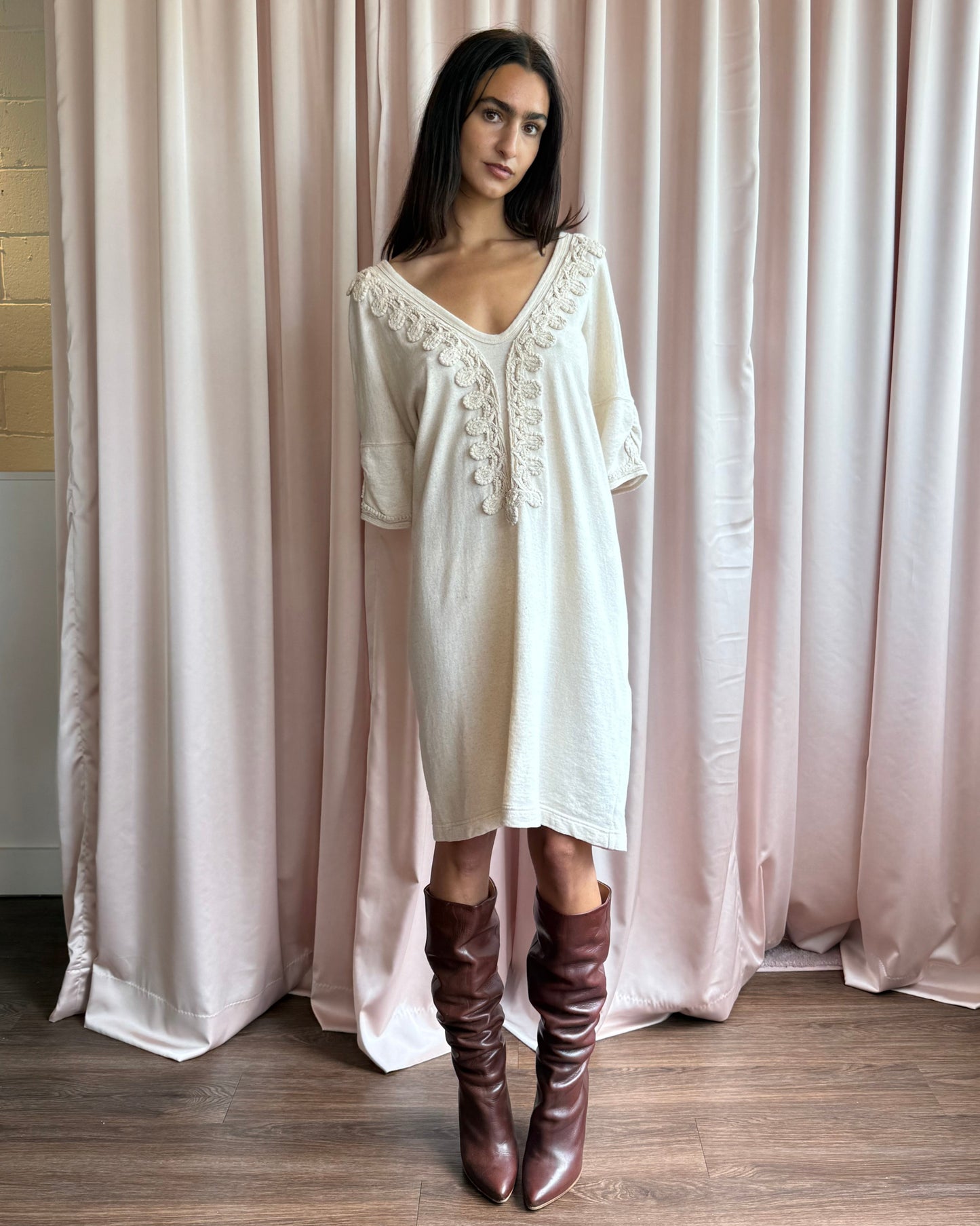 Japanese Brand Appliqué Sweatshirt Dress
