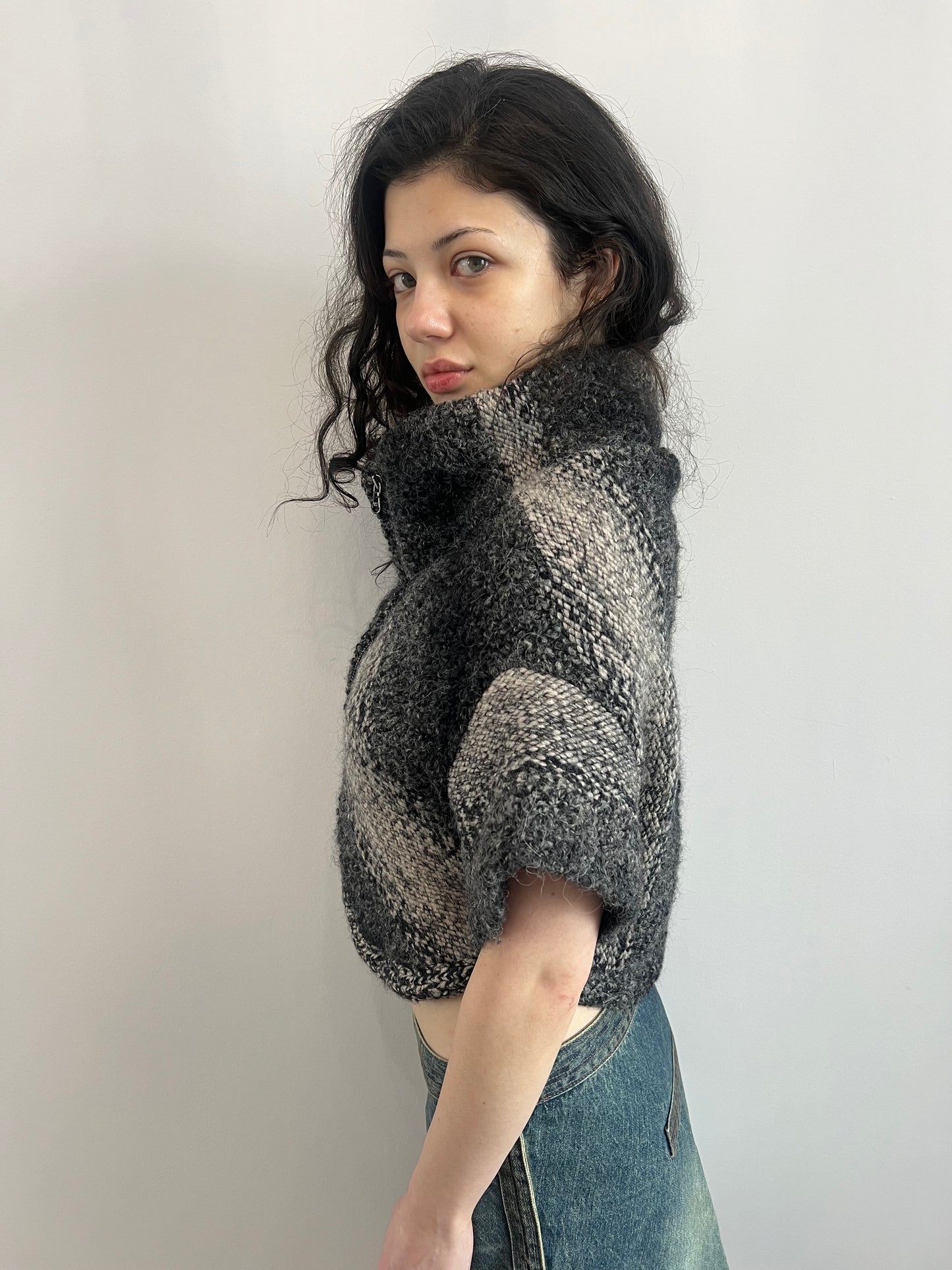 Patrizia Pepe Asymmetrical Knit Zip Up Top