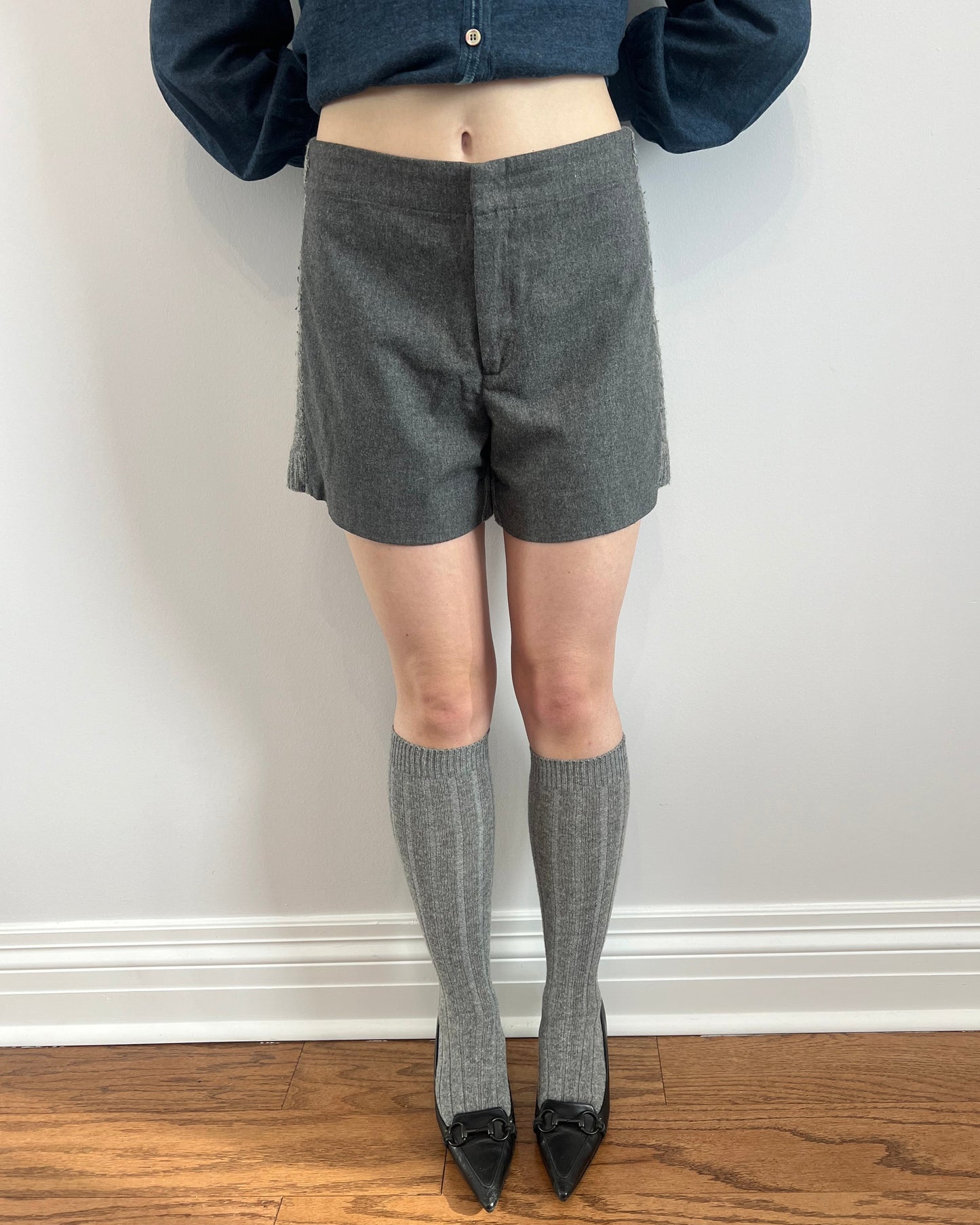 Tsumori Chisato Grey Cable Knit Shorts