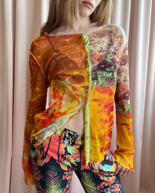 Jean Paul Gaultier S/S 2000 Bacteria Print Mesh Cardigan