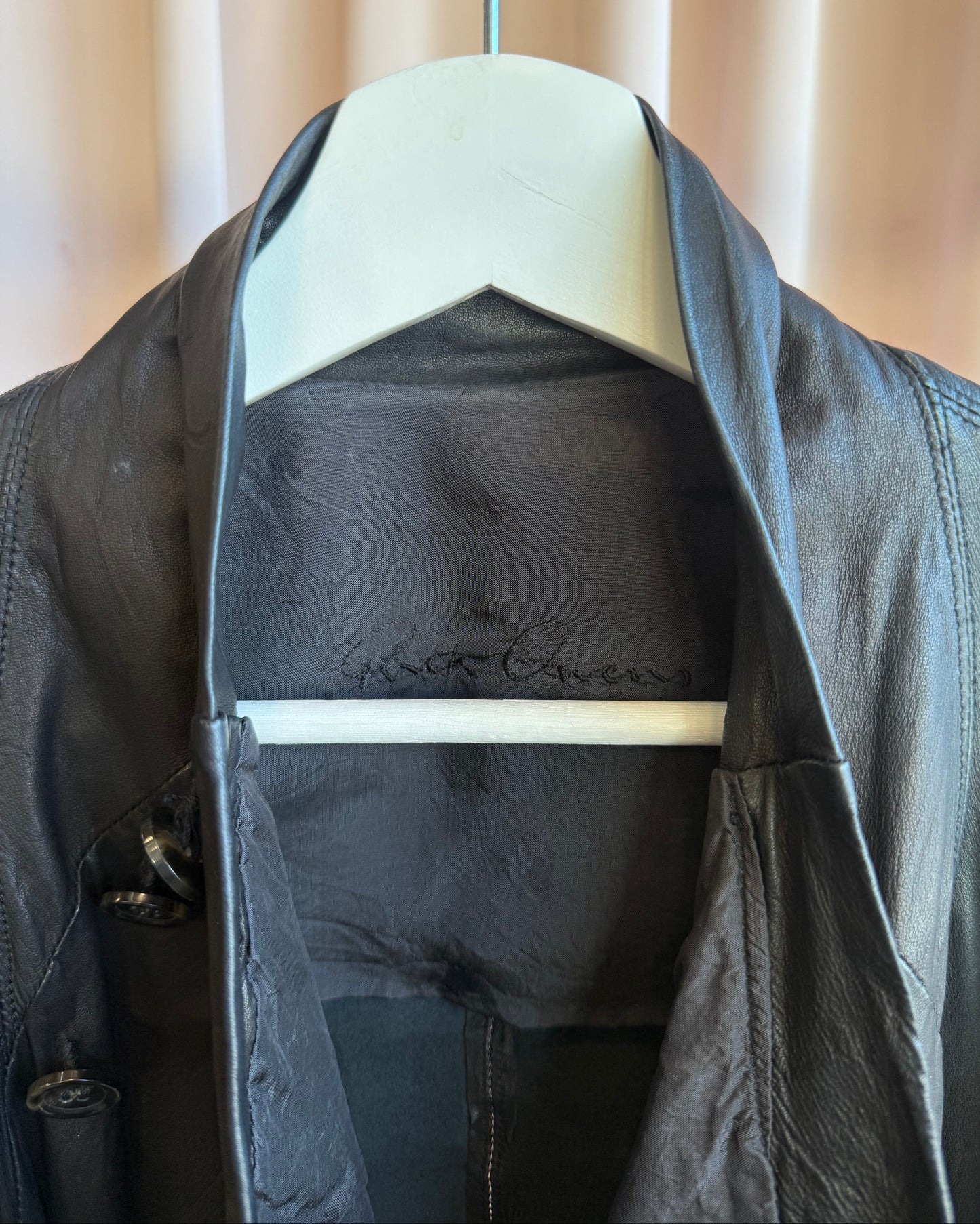 Rick Owens Olmar & Mirta 2000's Black Lamb Leather Cropped Jacket