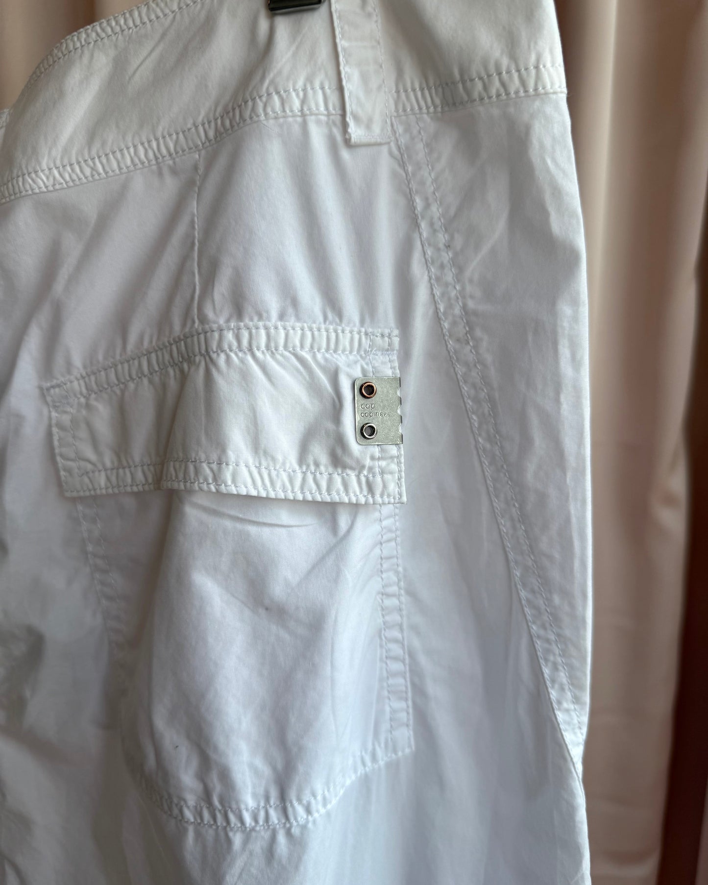 Cop Copine White Cotton Cropped Darted Knee Pants