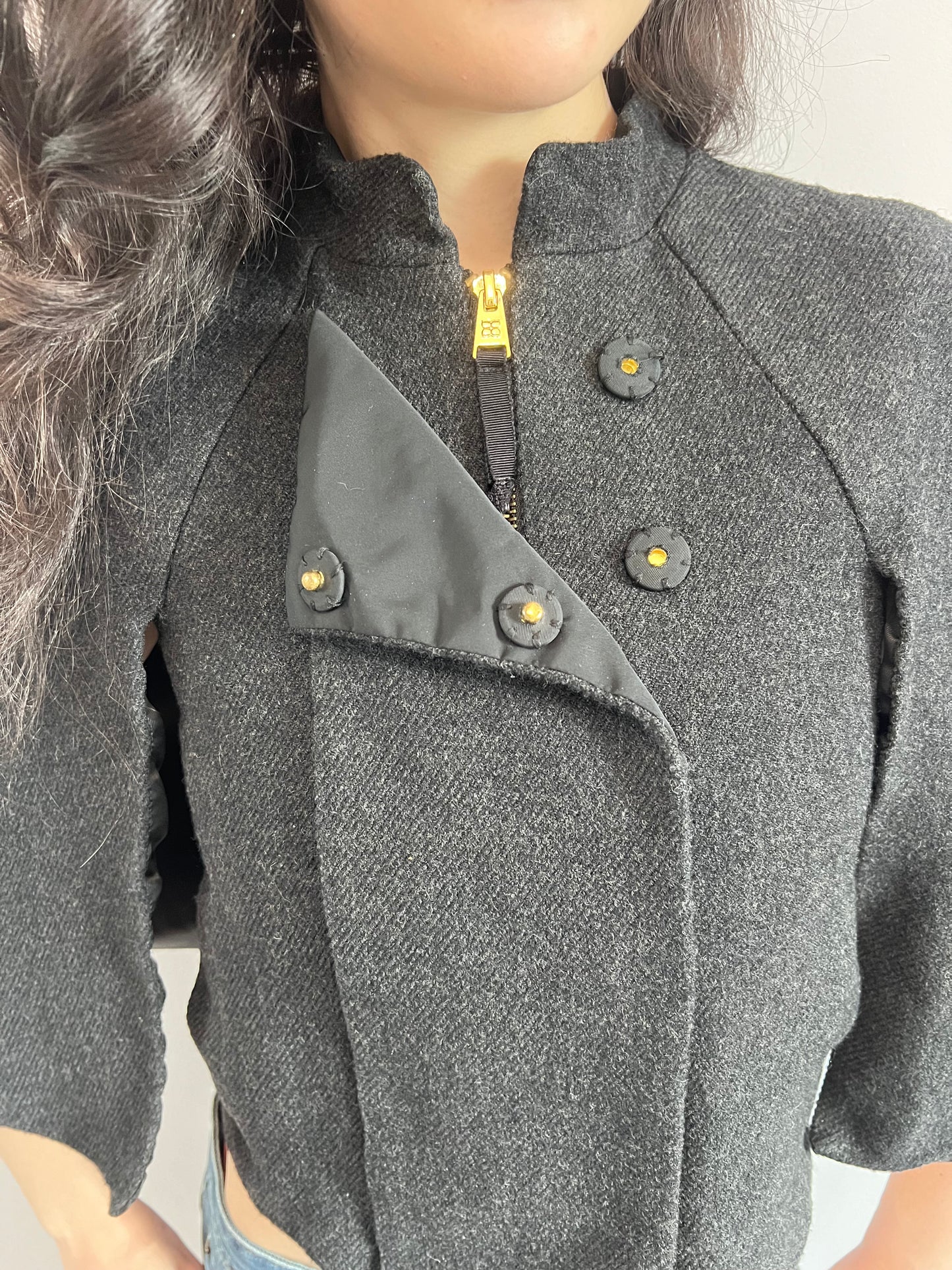 Grey Wool Cape Jacket
