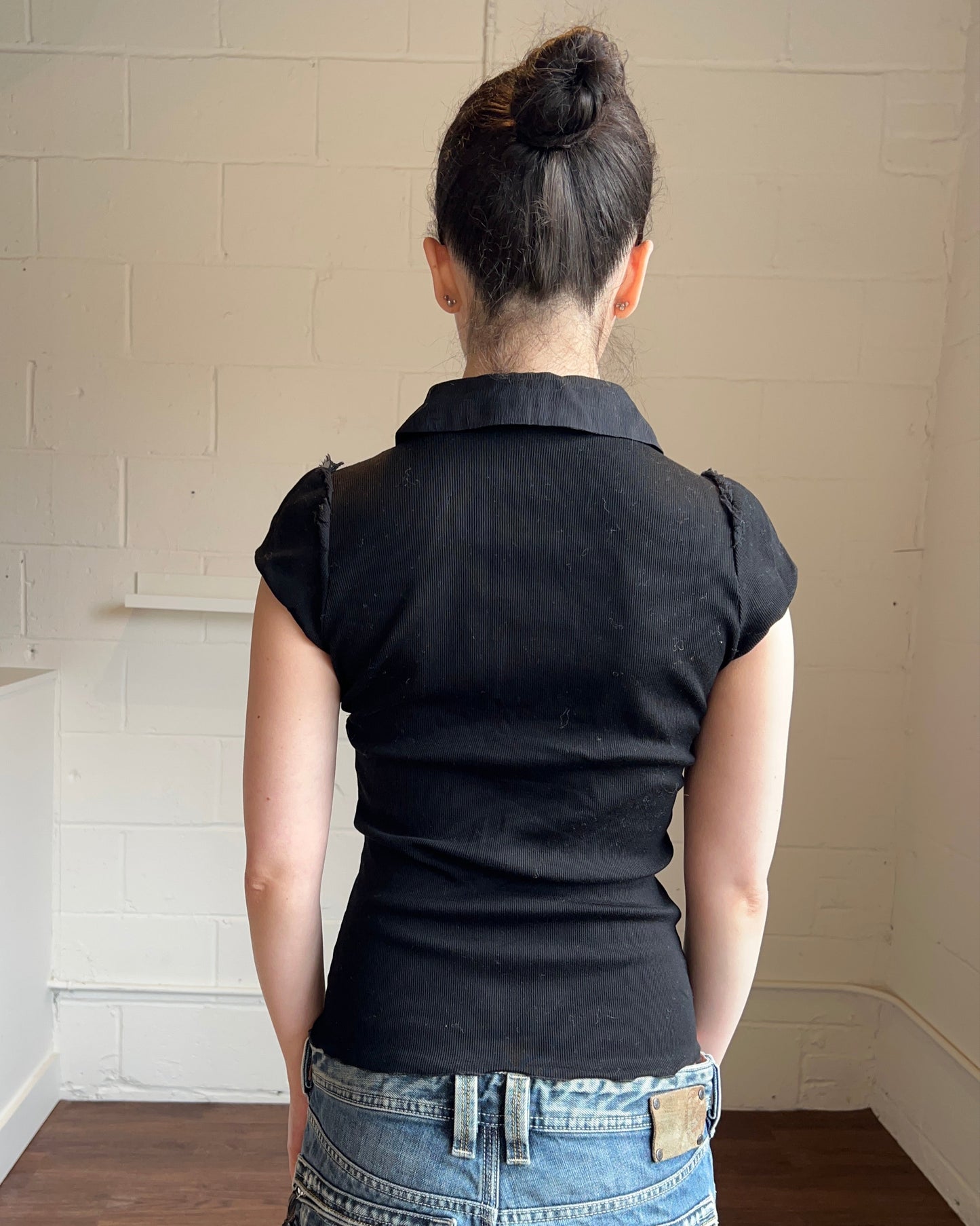 Italian Designer Black Polo Top