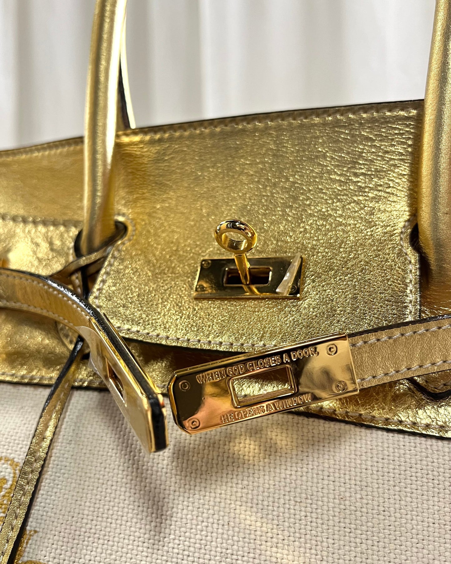 “Firkin” Patched Canvas & Leather Handbag