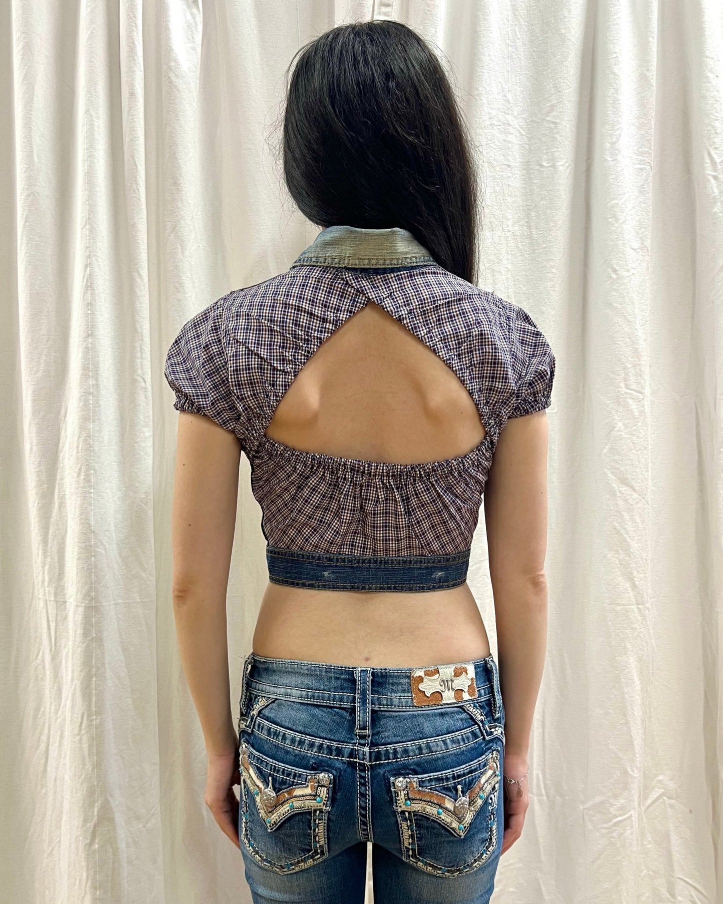 Dsquared² Denim & Flannel Open Back Top