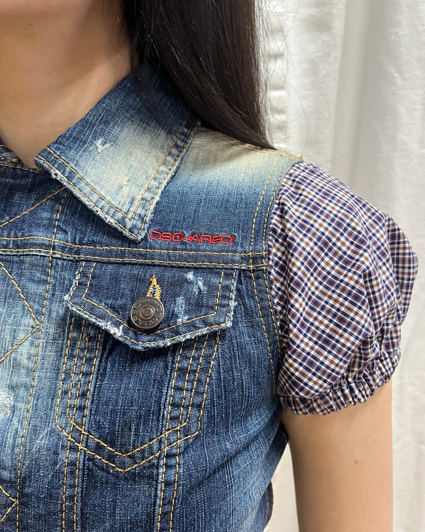 Dsquared² Denim & Flannel Open Back Top