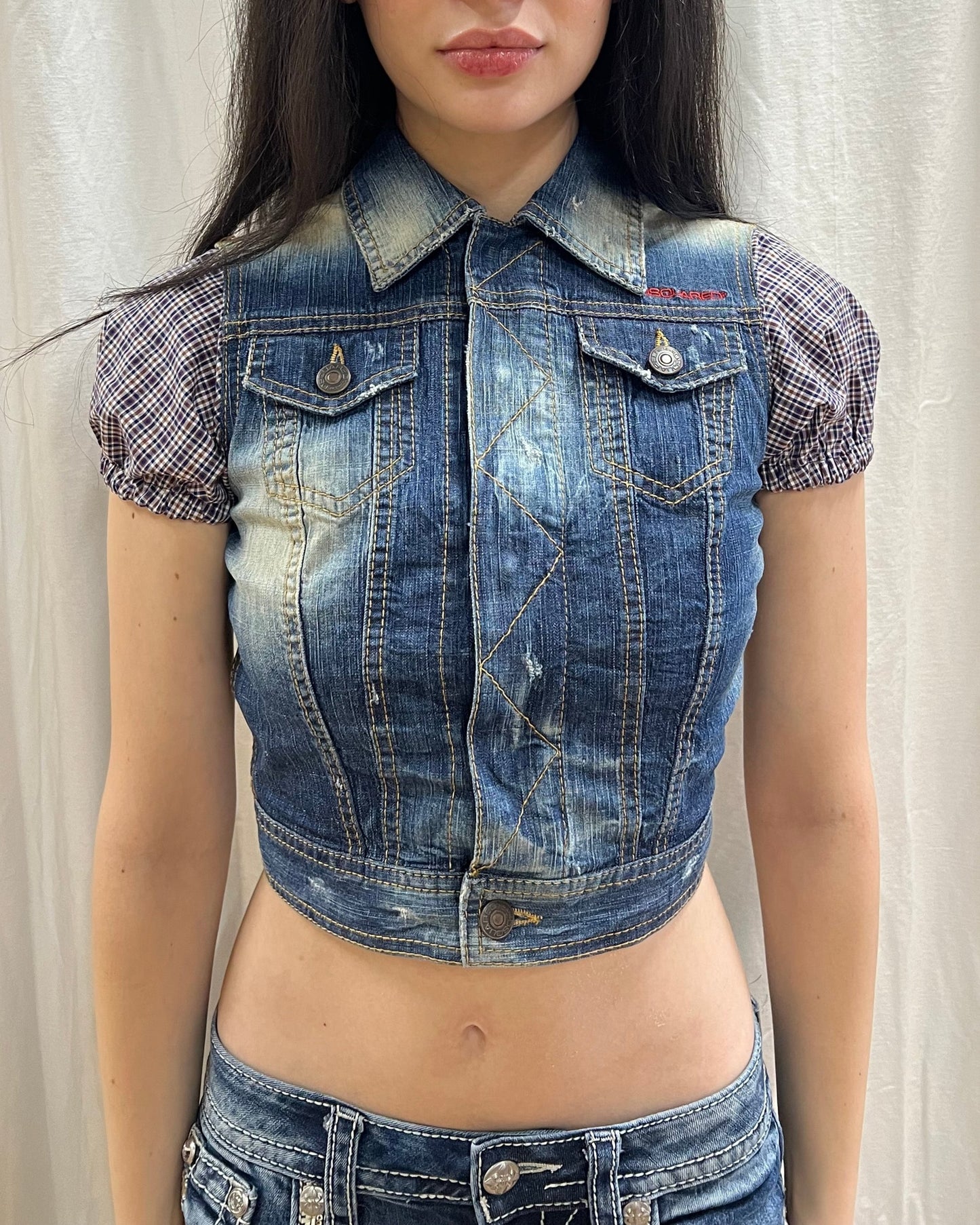 Dsquared² Denim & Flannel Open Back Top