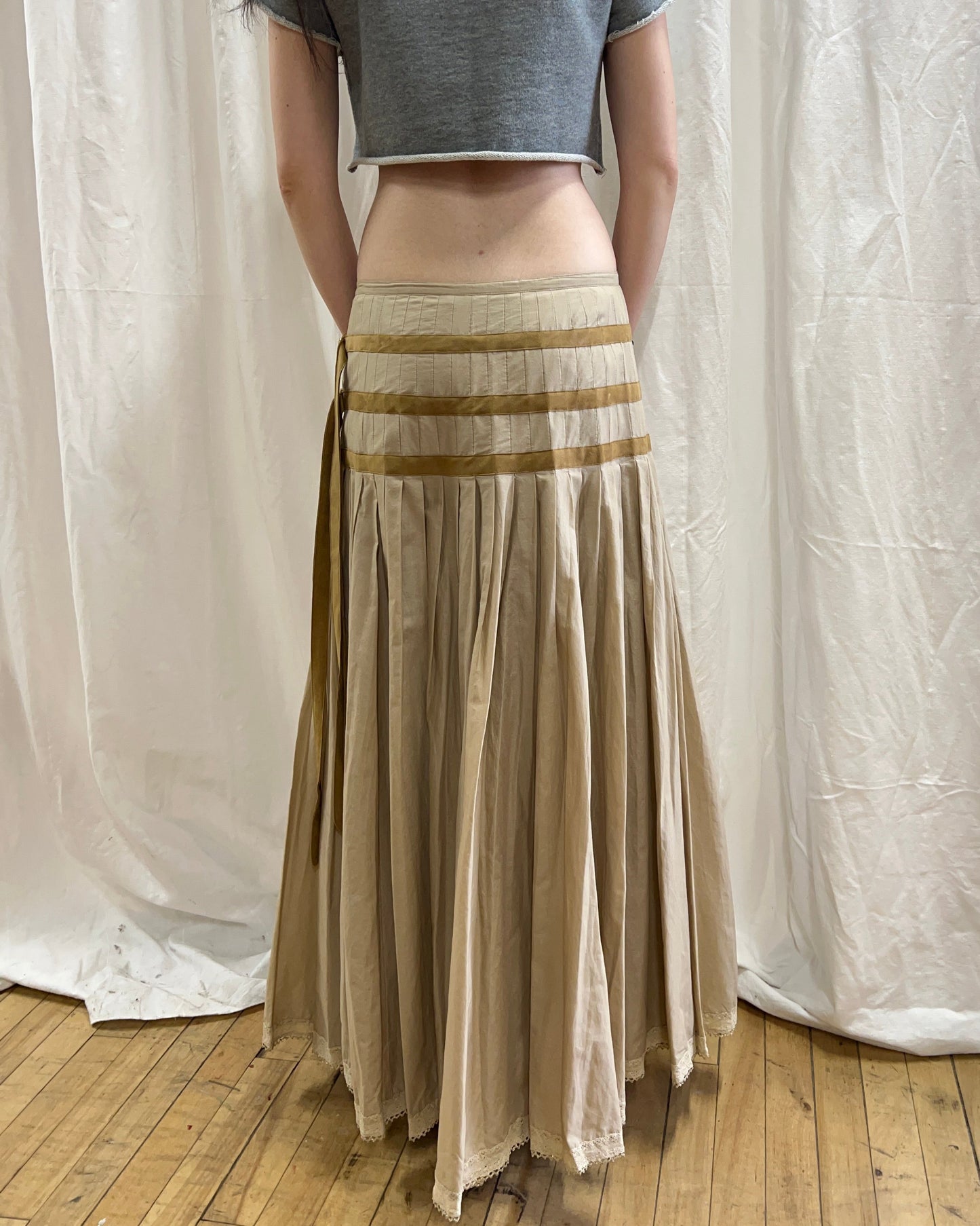 Japanese Brand Pleated Maxi Skirt