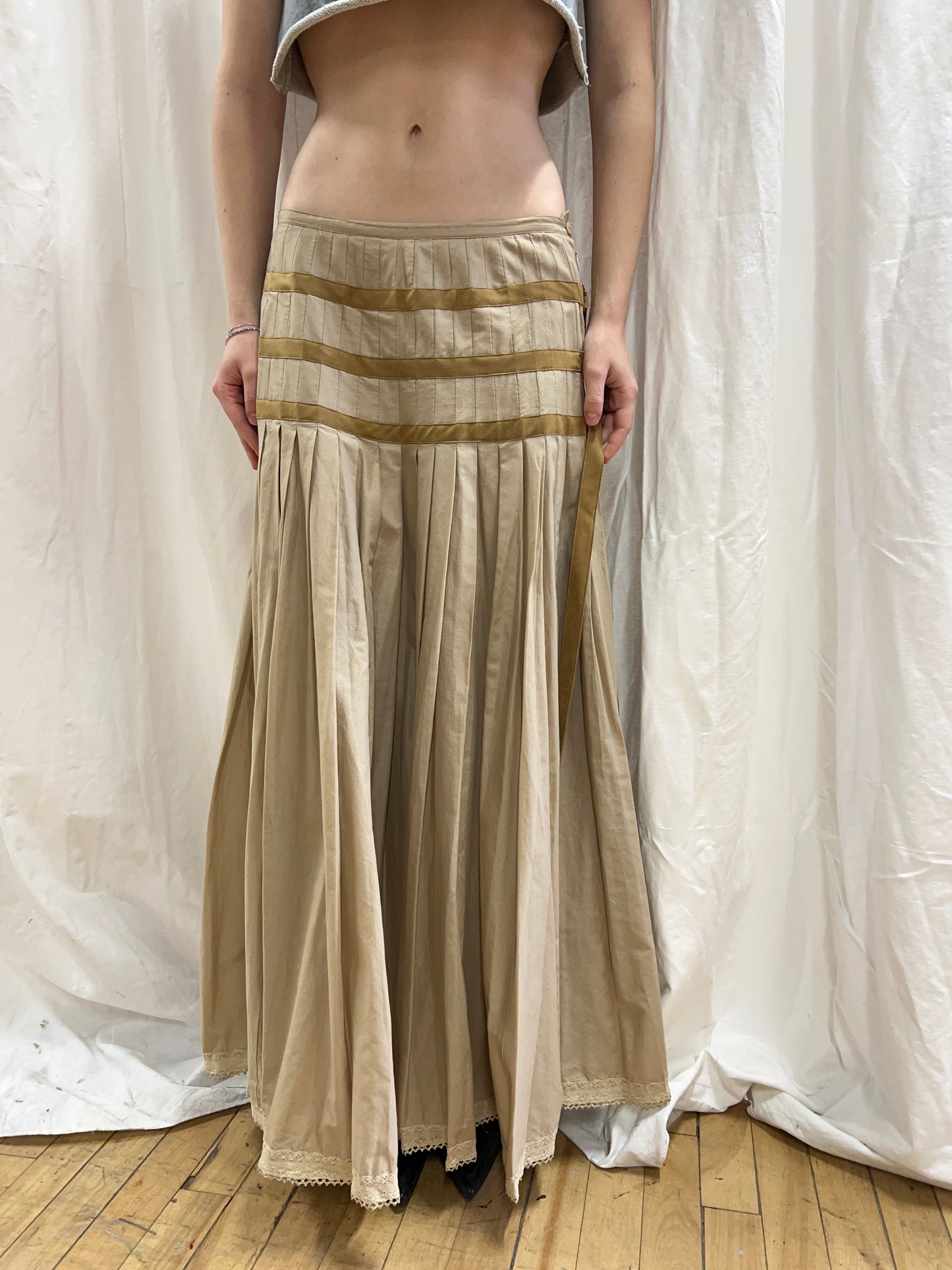 Japanese Brand Pleated Maxi Skirt