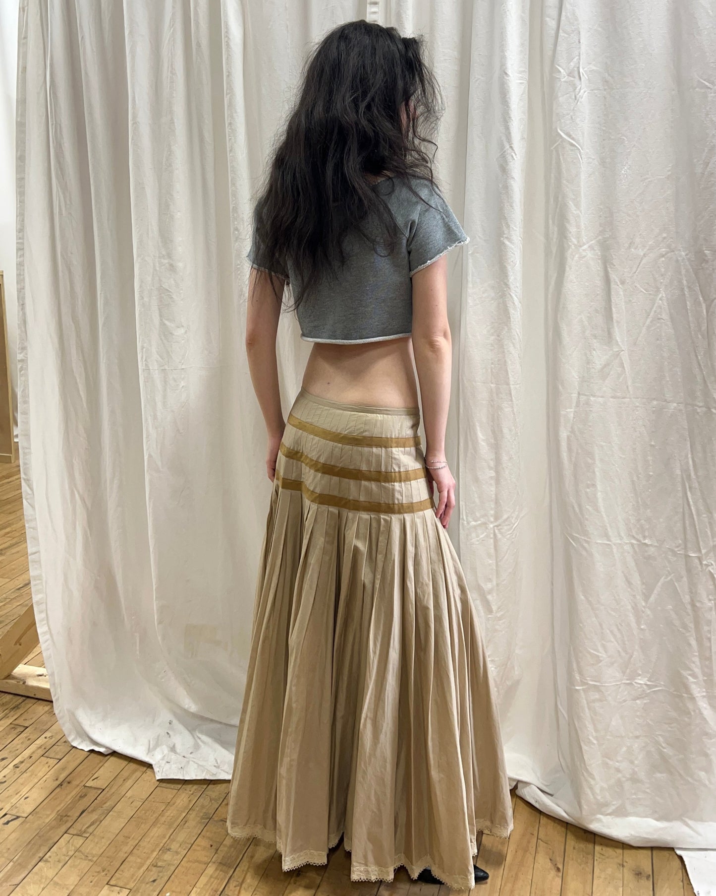 Japanese Brand Pleated Maxi Skirt