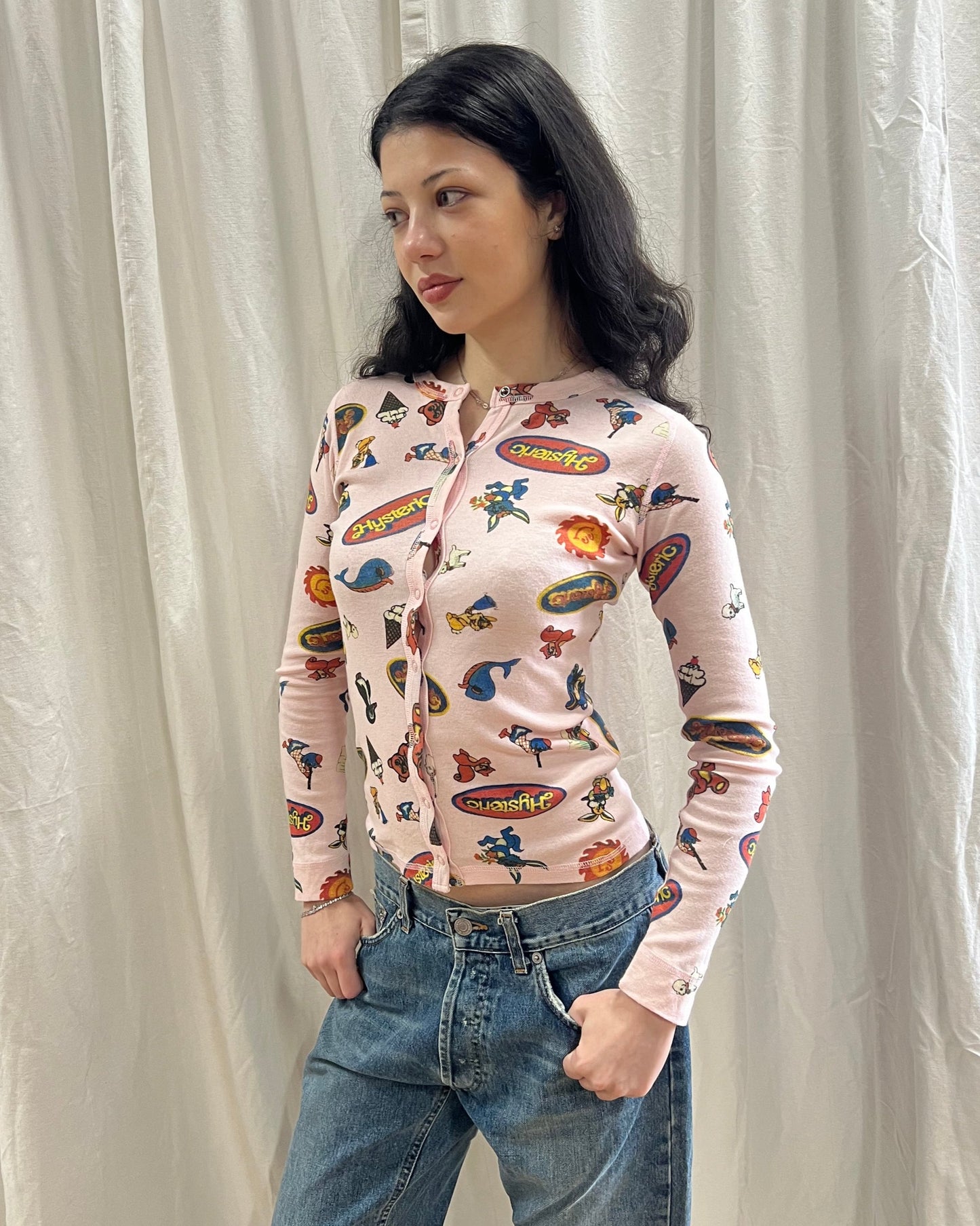 Hysteric Glamour Printed Long Sleeve Button Up Top