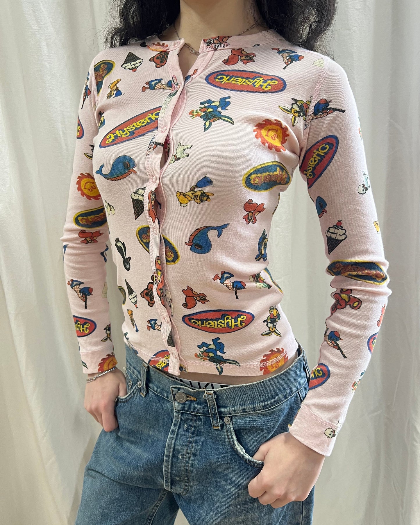 Hysteric Glamour Printed Long Sleeve Button Up Top