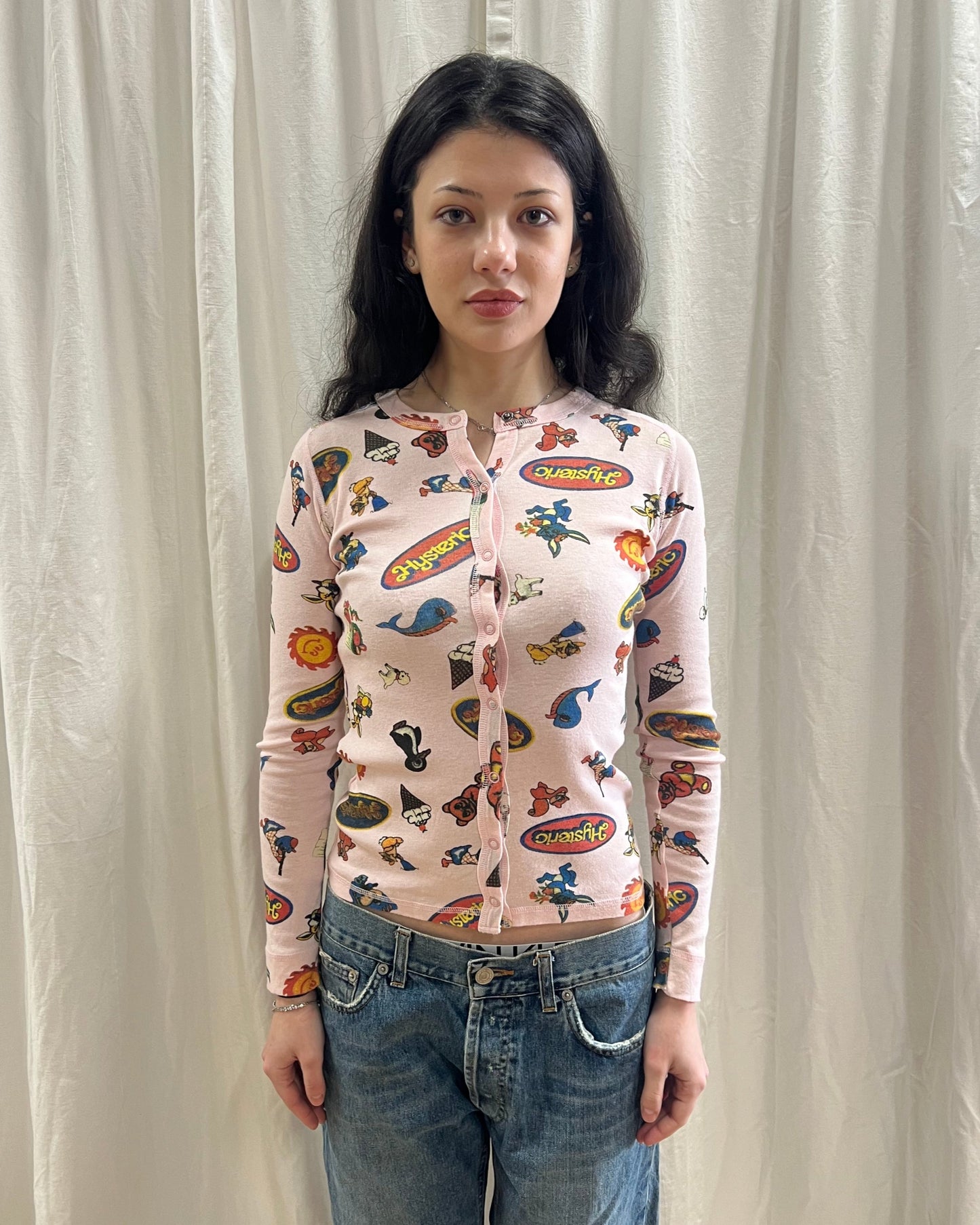 Hysteric Glamour Printed Long Sleeve Button Up Top