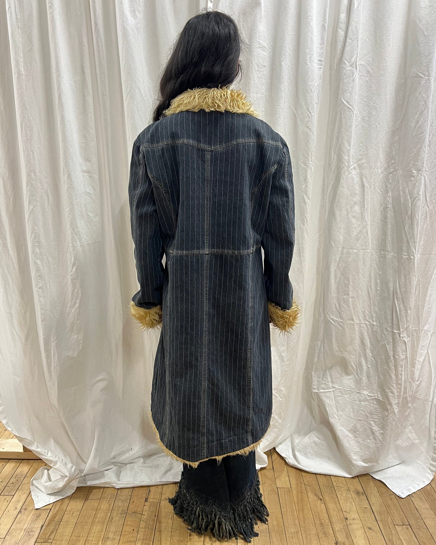 Denim & Faux Fur Penny Lane Style Coat