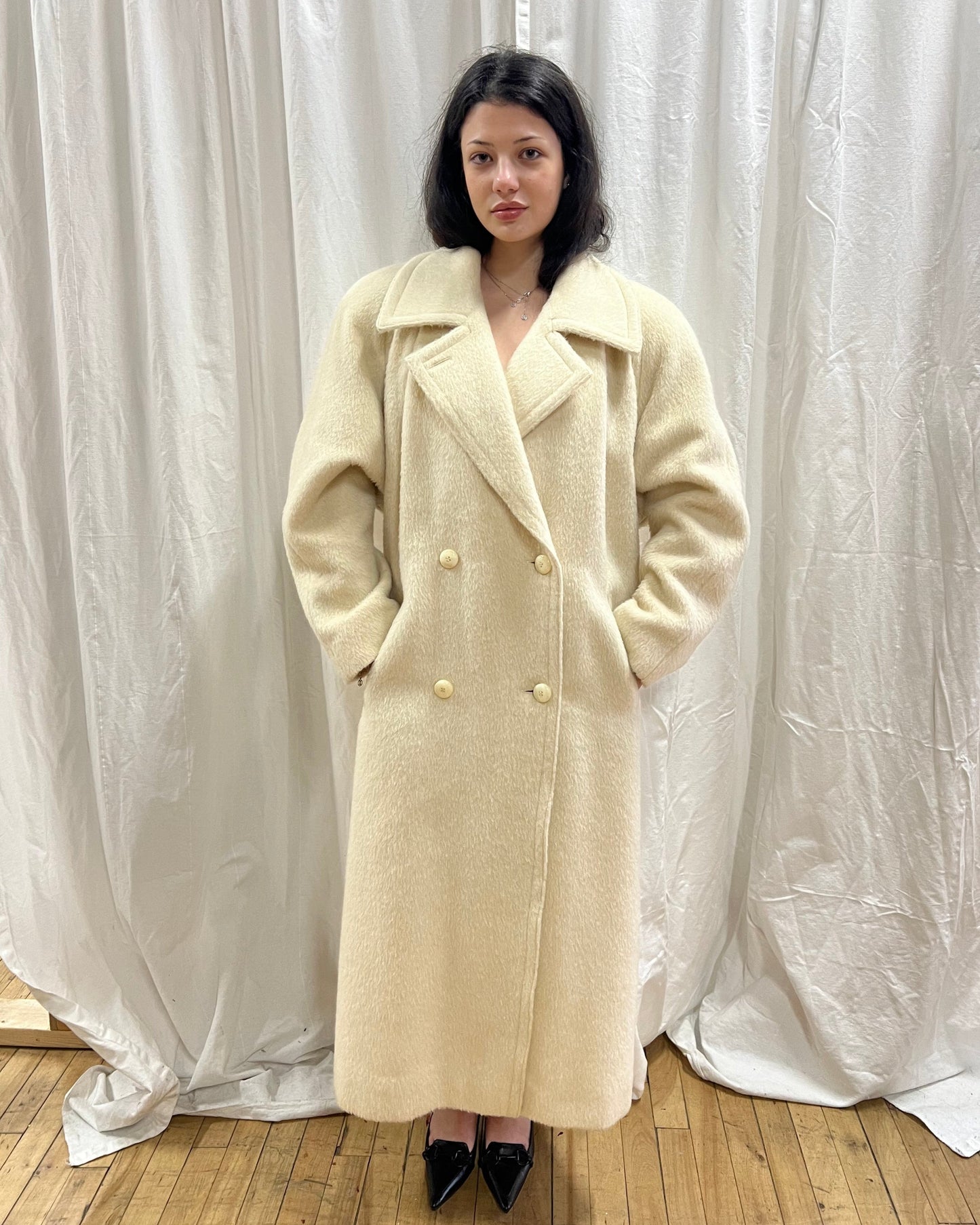 1980’s Cream Wool Double Breasted Coat