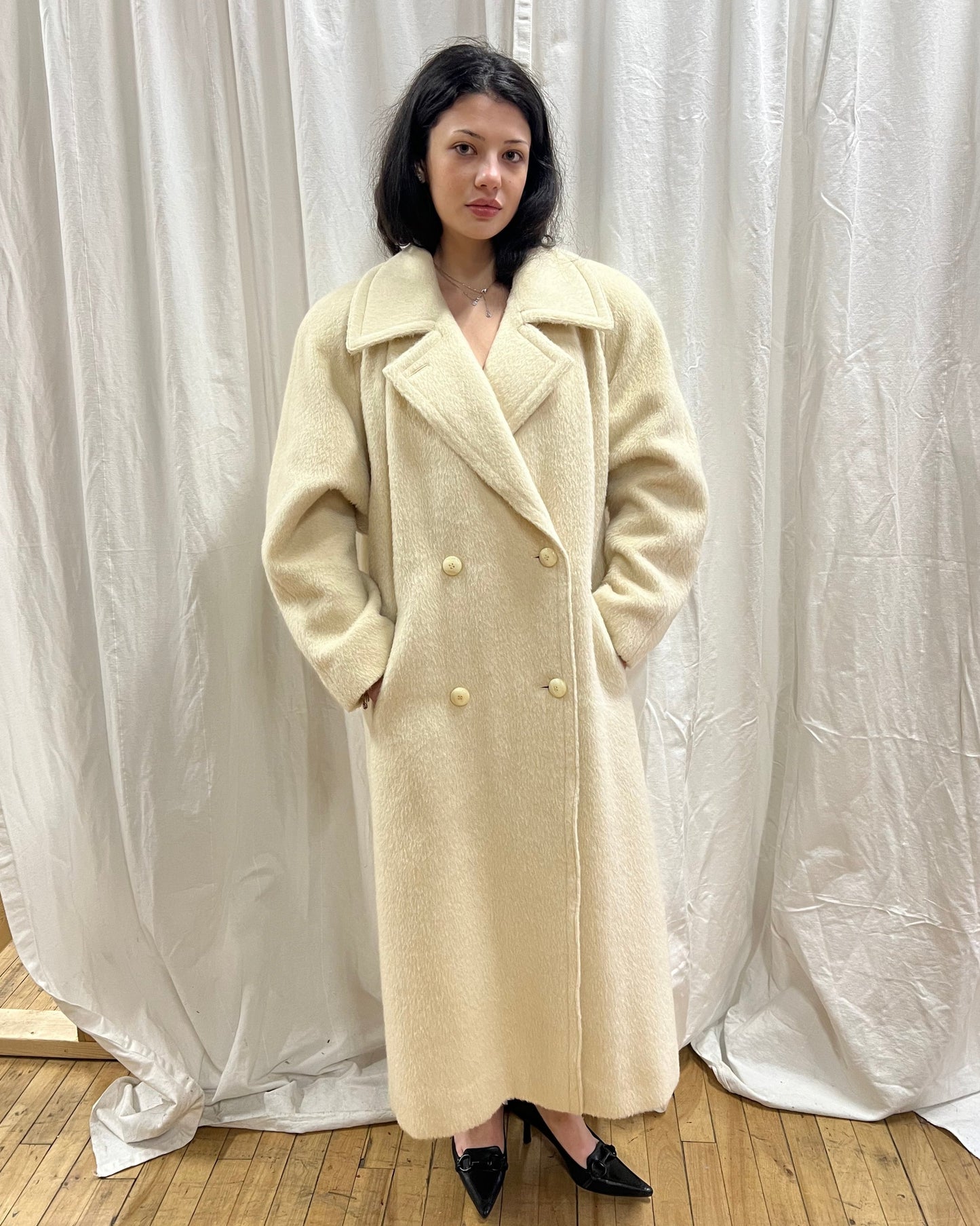 1980’s Cream Wool Double Breasted Coat