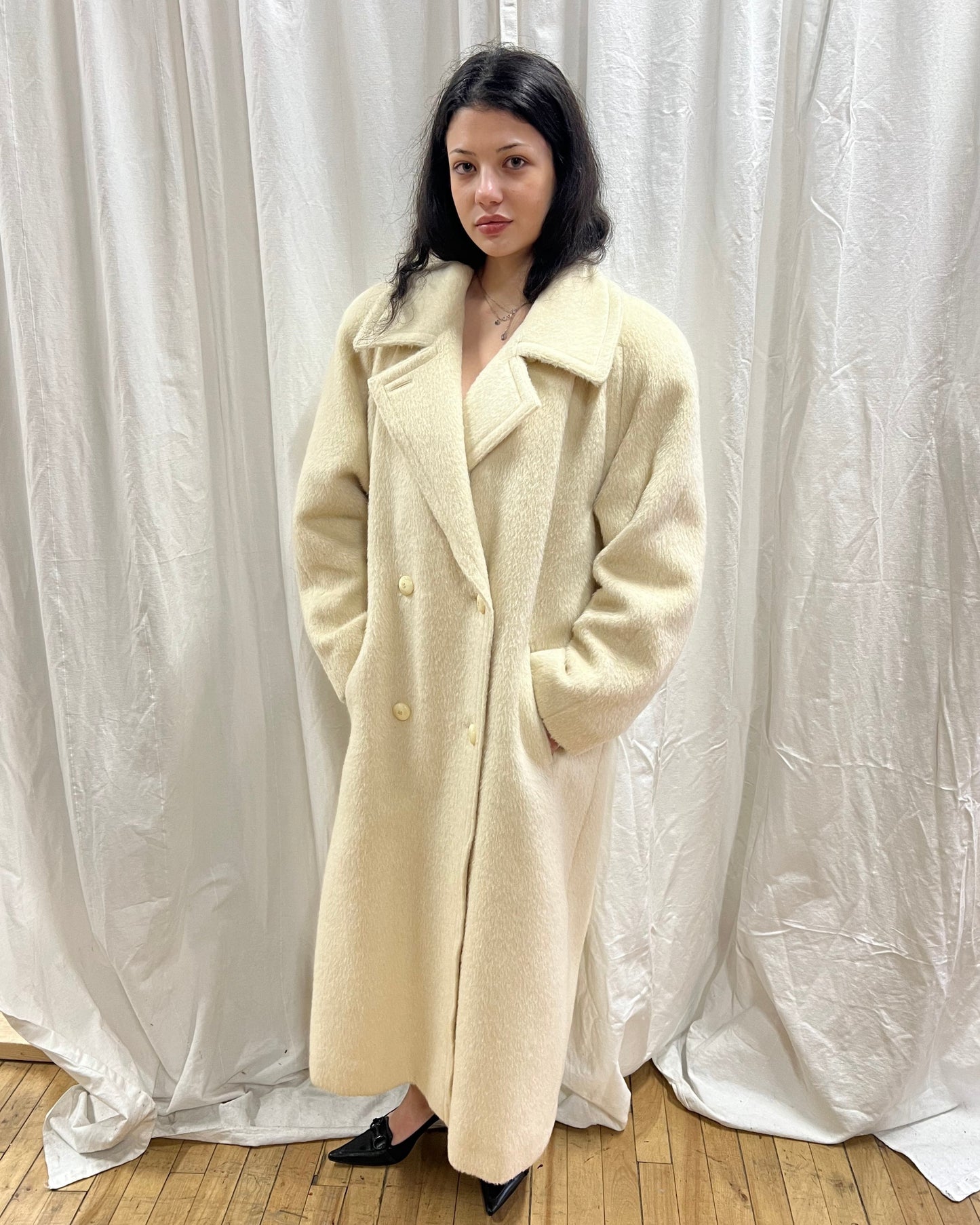 1980’s Cream Wool Double Breasted Coat
