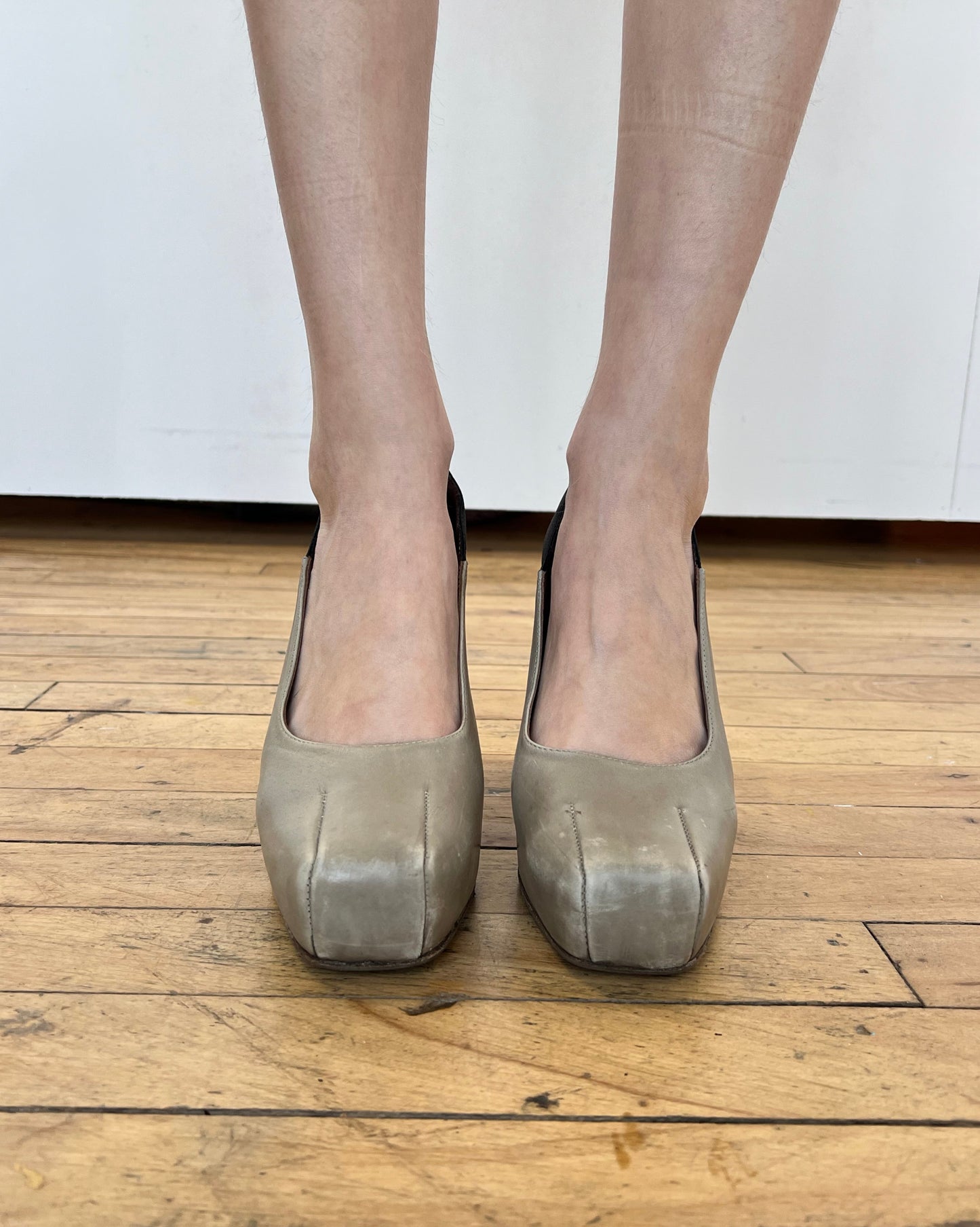 Marni Leather Wood Block Slingback Heels