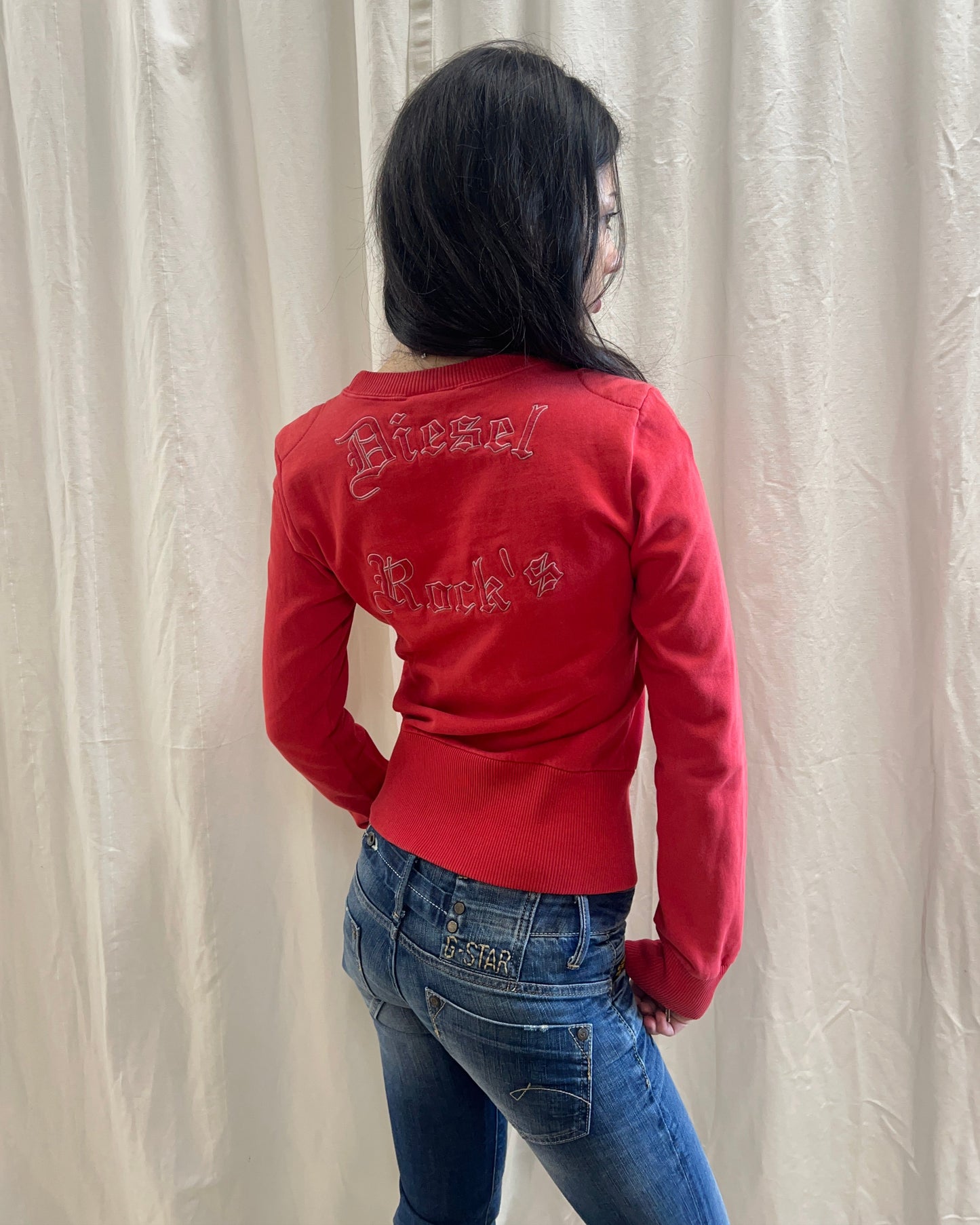 Diesel Red Crewneck Sweatshirt