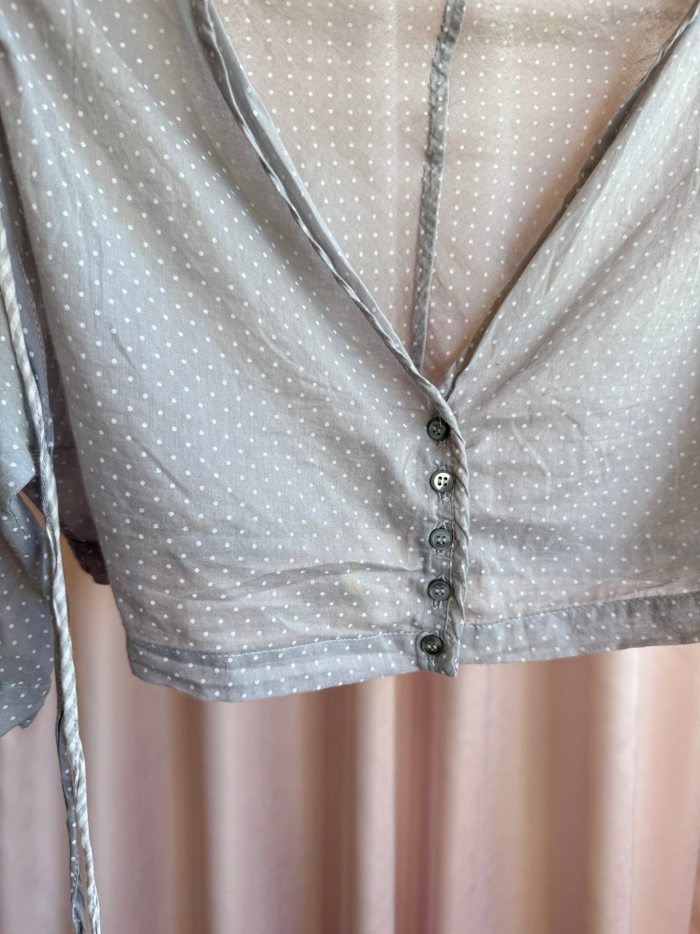 Cop Copine Grey & White Polka Dot Cropped Blouse