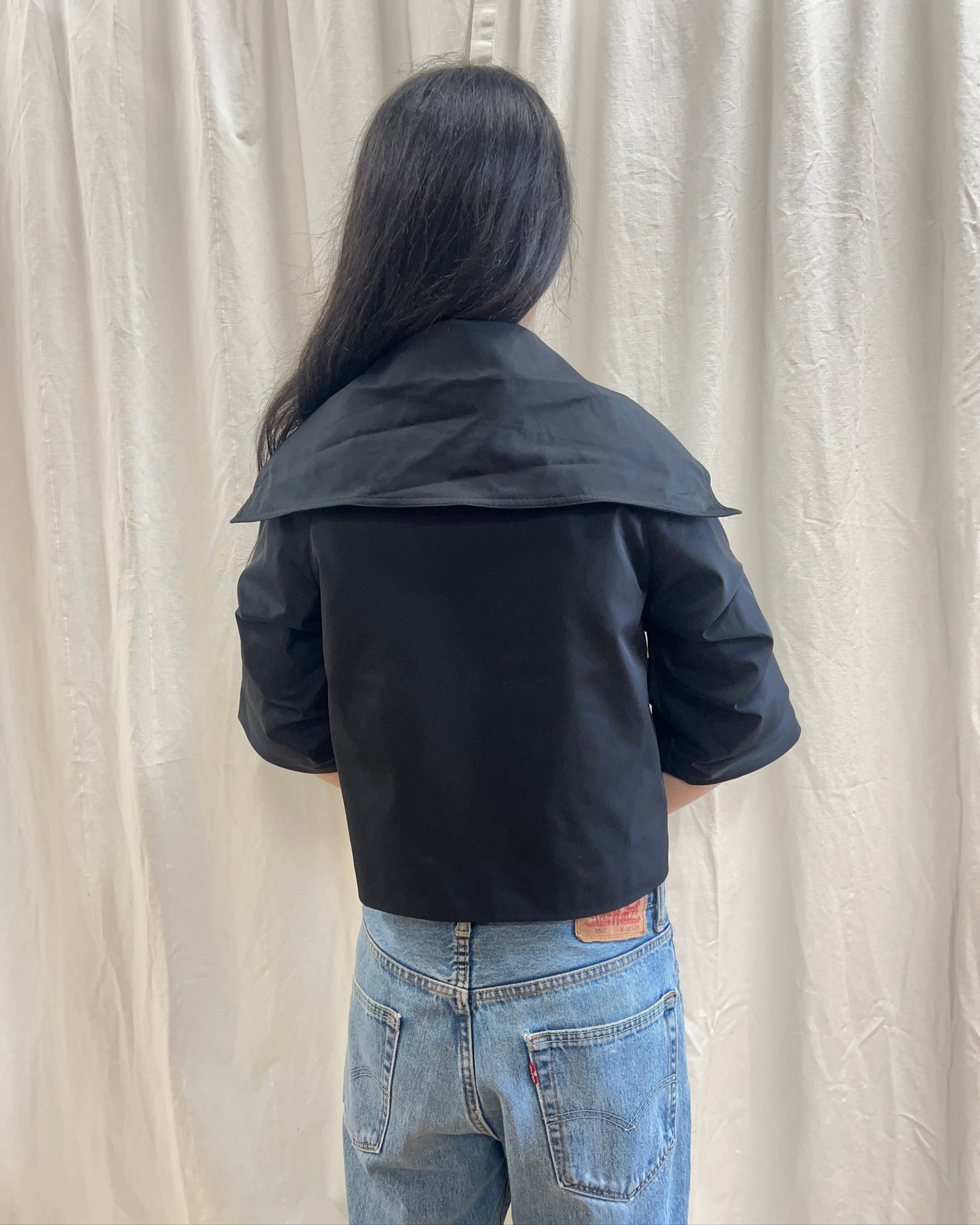 Black Half Length Sleeve Peacoat