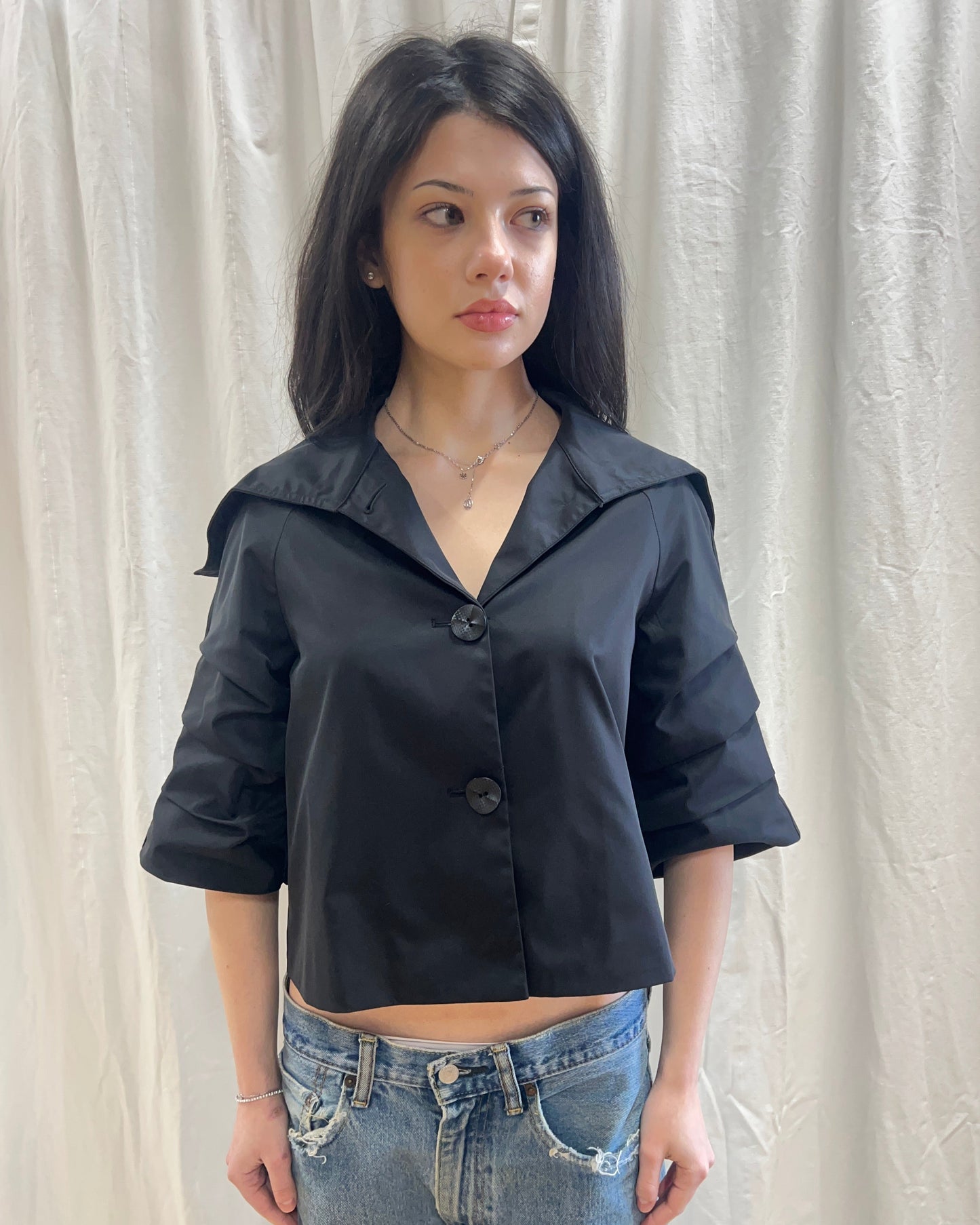 Black Half Length Sleeve Peacoat