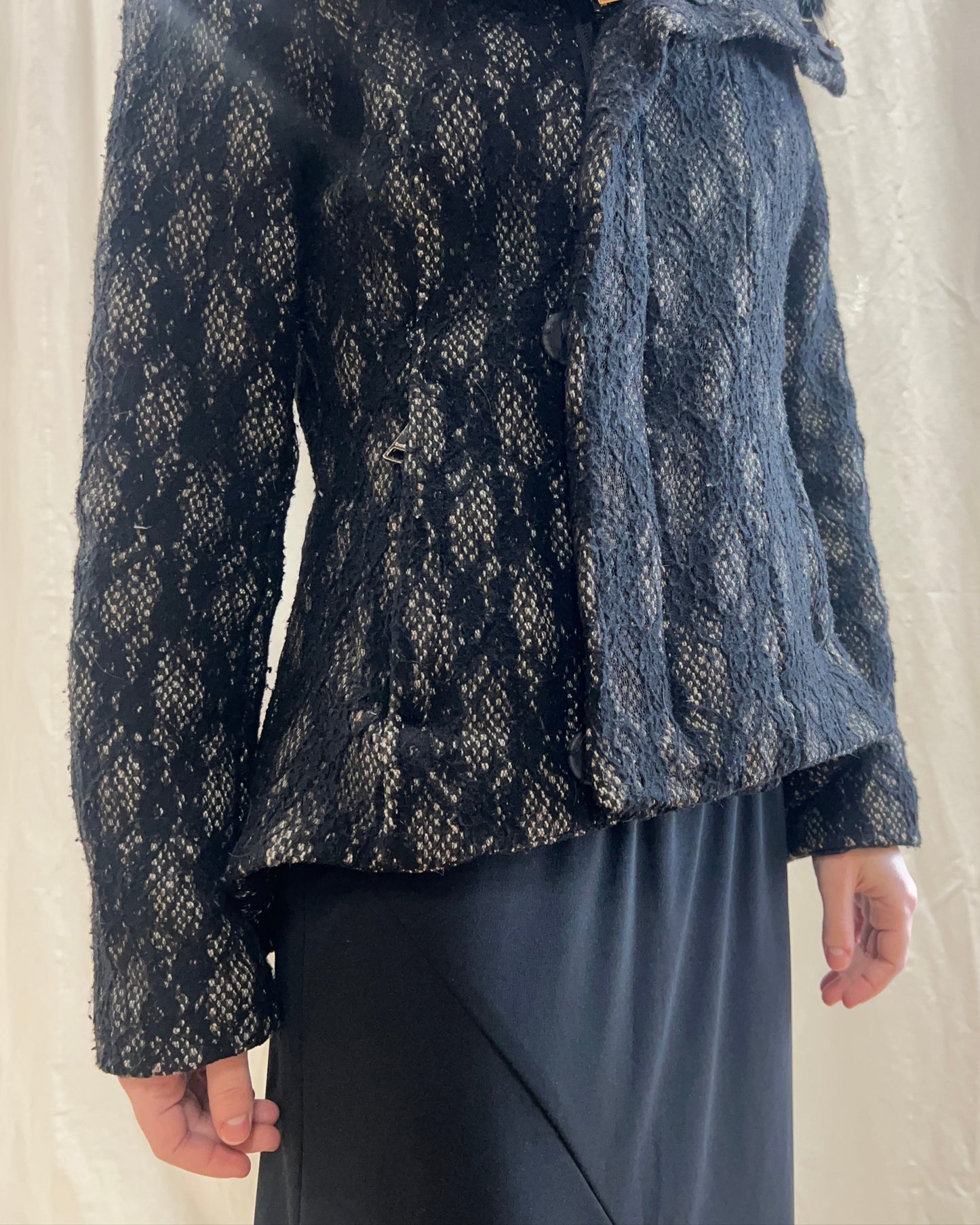 Bebe Lace Overlay Faux Fur Collar Coat