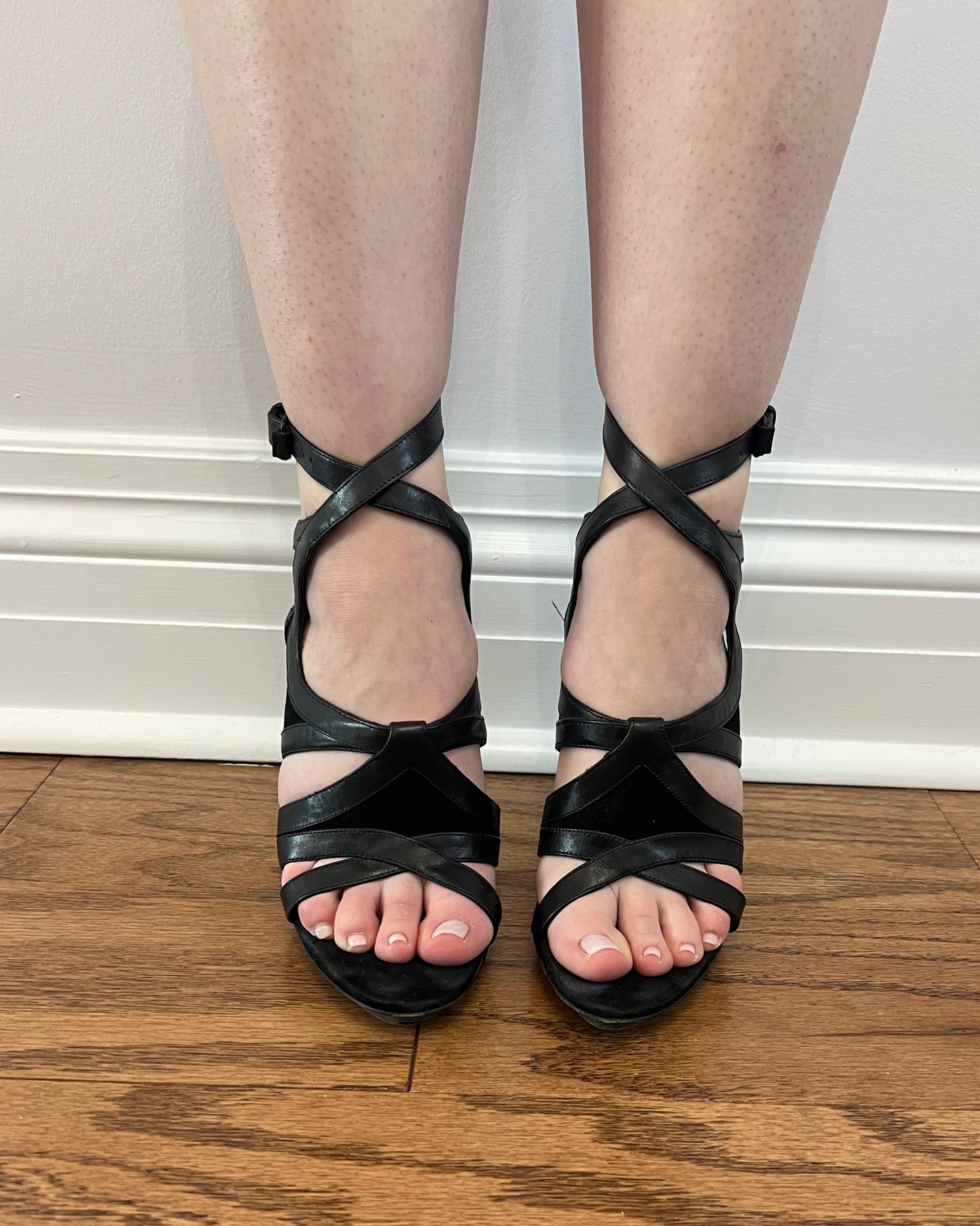 Balenciaga Black Leather & Suede Heels